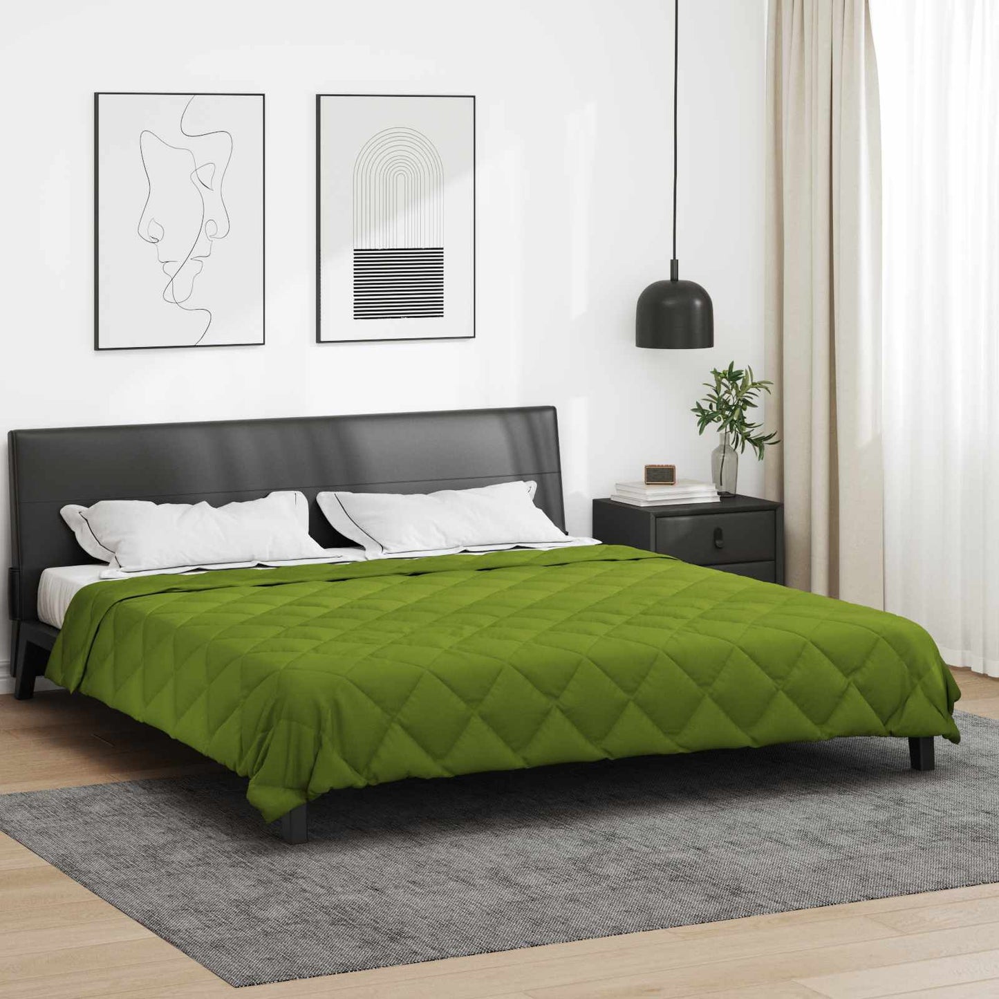 Couverture d'été verte 240 x 260 cm microfibre