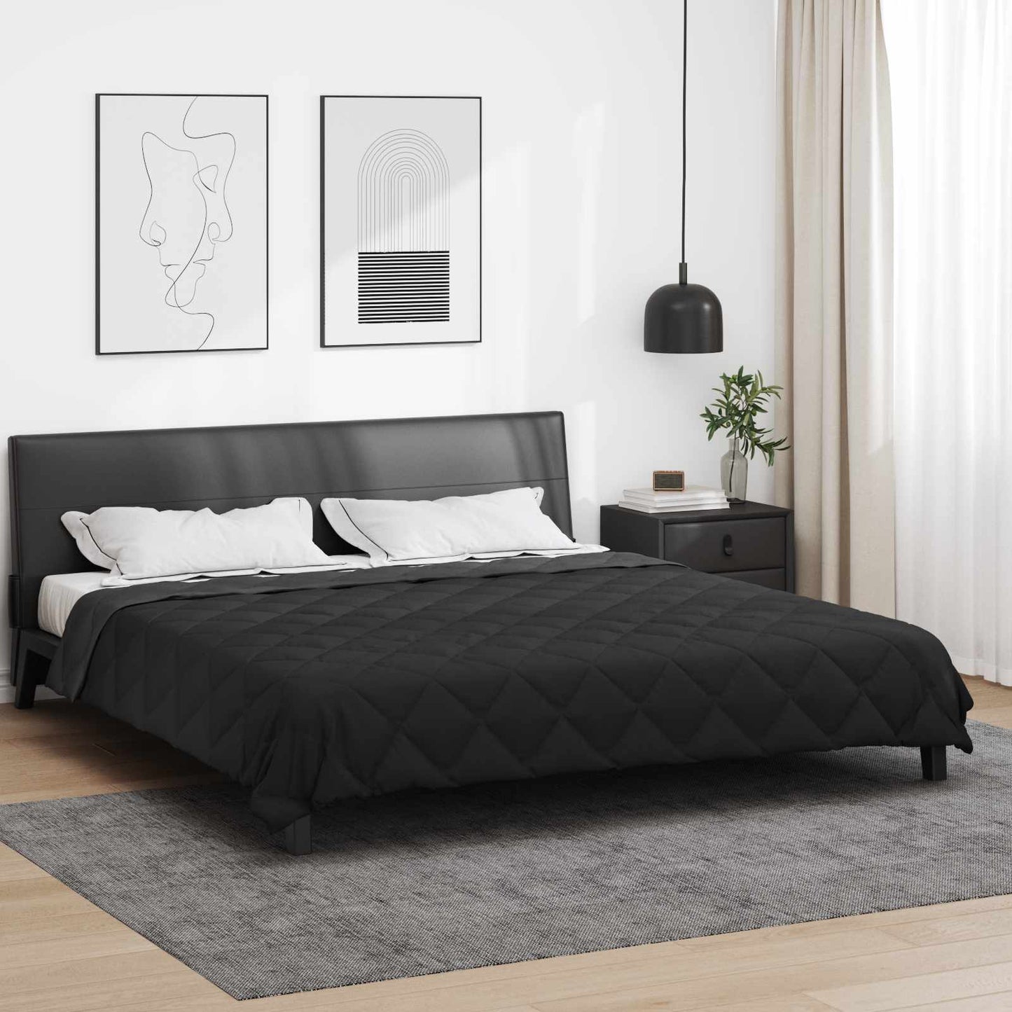 Summer Duvet Black and Anthracite 240 x 200 cm Microfiber