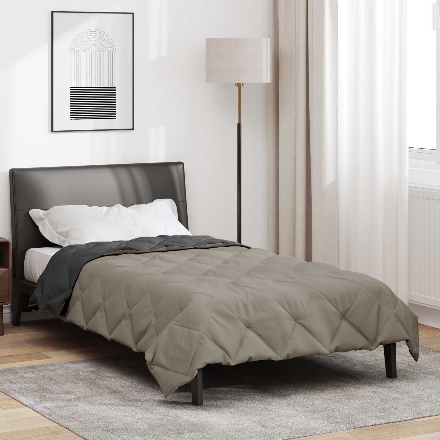 Summer Blanket Light Grey and Anthracite 200 x 135 cm Microfiber