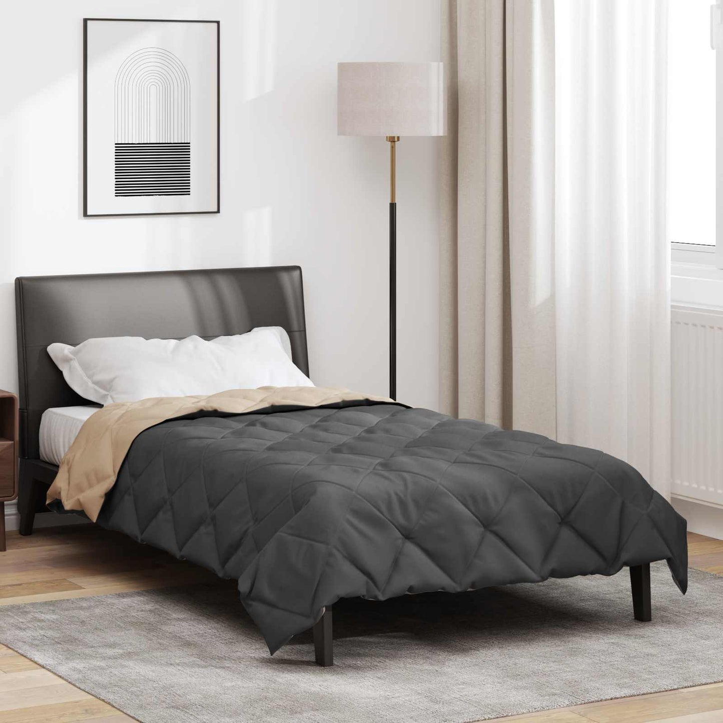 Ganzjahresbettdecke Anthrazit und Taupe 200 x 135 cm Mikrofaser