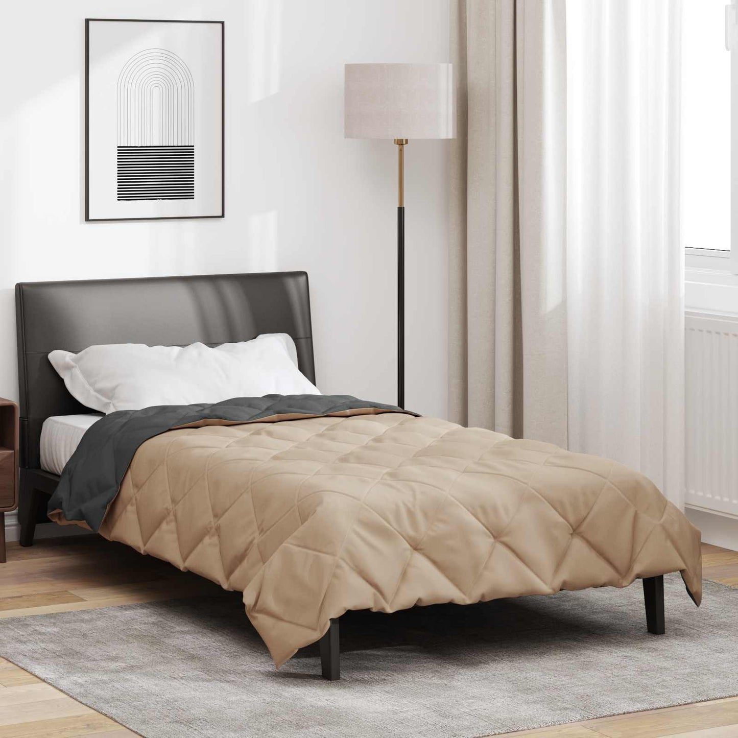 Ganzjahresbettdecke Anthrazit und Taupe 200 x 135 cm Mikrofaser