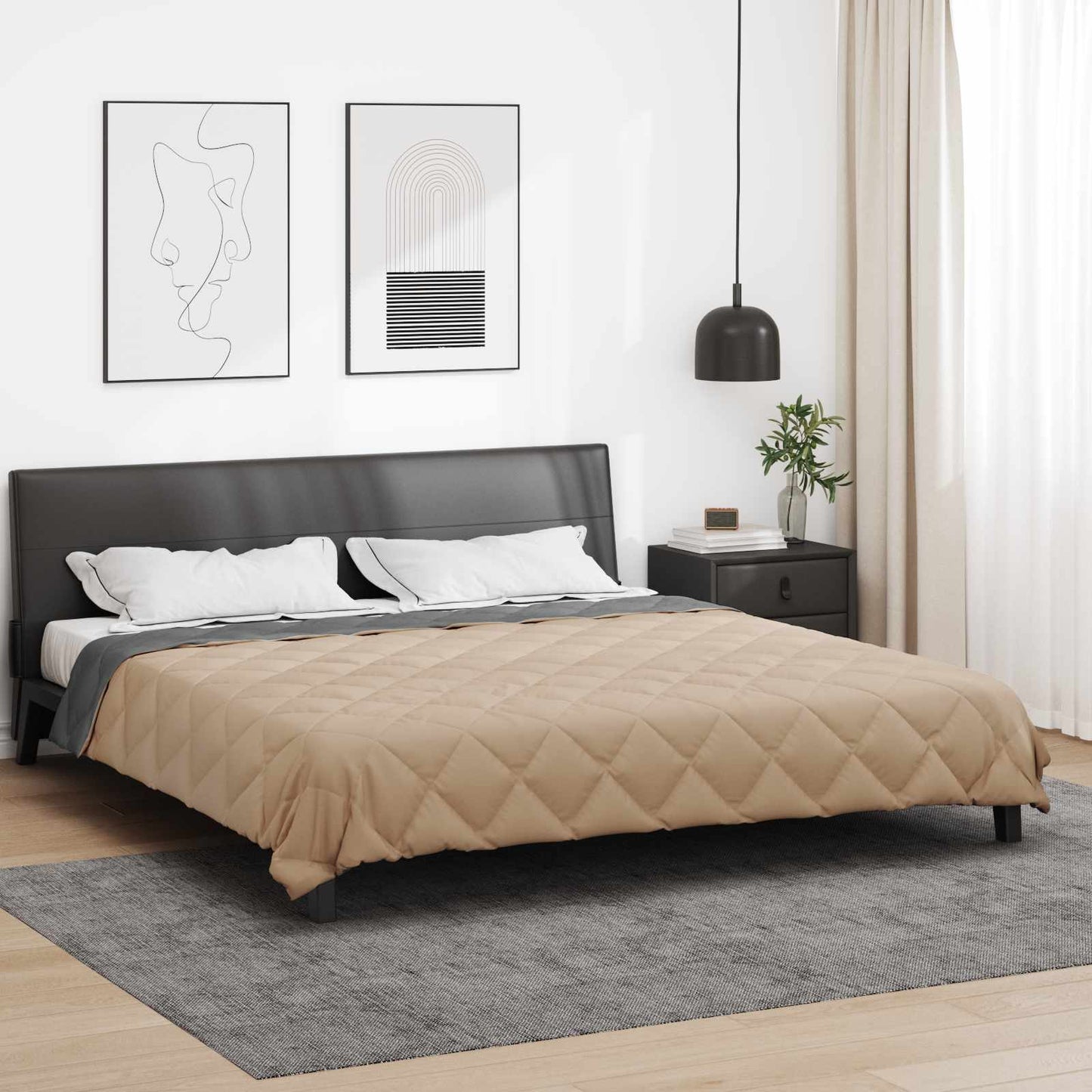 Ganzjahresbettdecke Anthrazit und Taupe 220 x 200 cm Mikrofaser