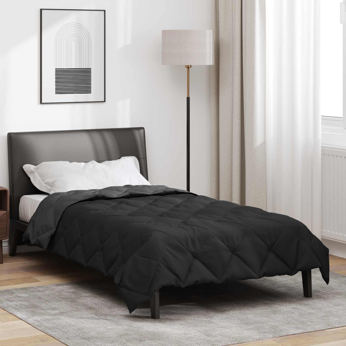 Ganzjahresbettdecke Schwarz und Anthrazit 200 x 155 cm