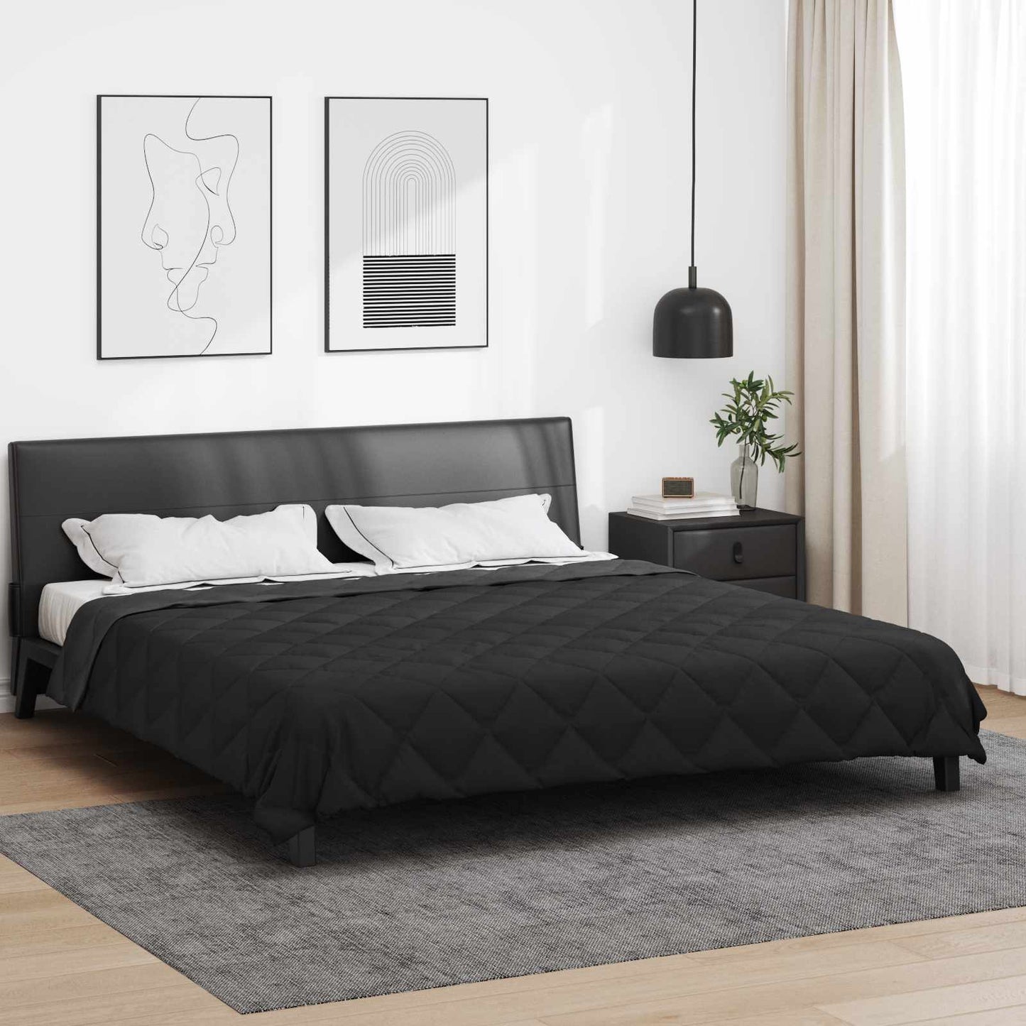 Couette toutes saisons noire et anthracite 220 x 200 cm