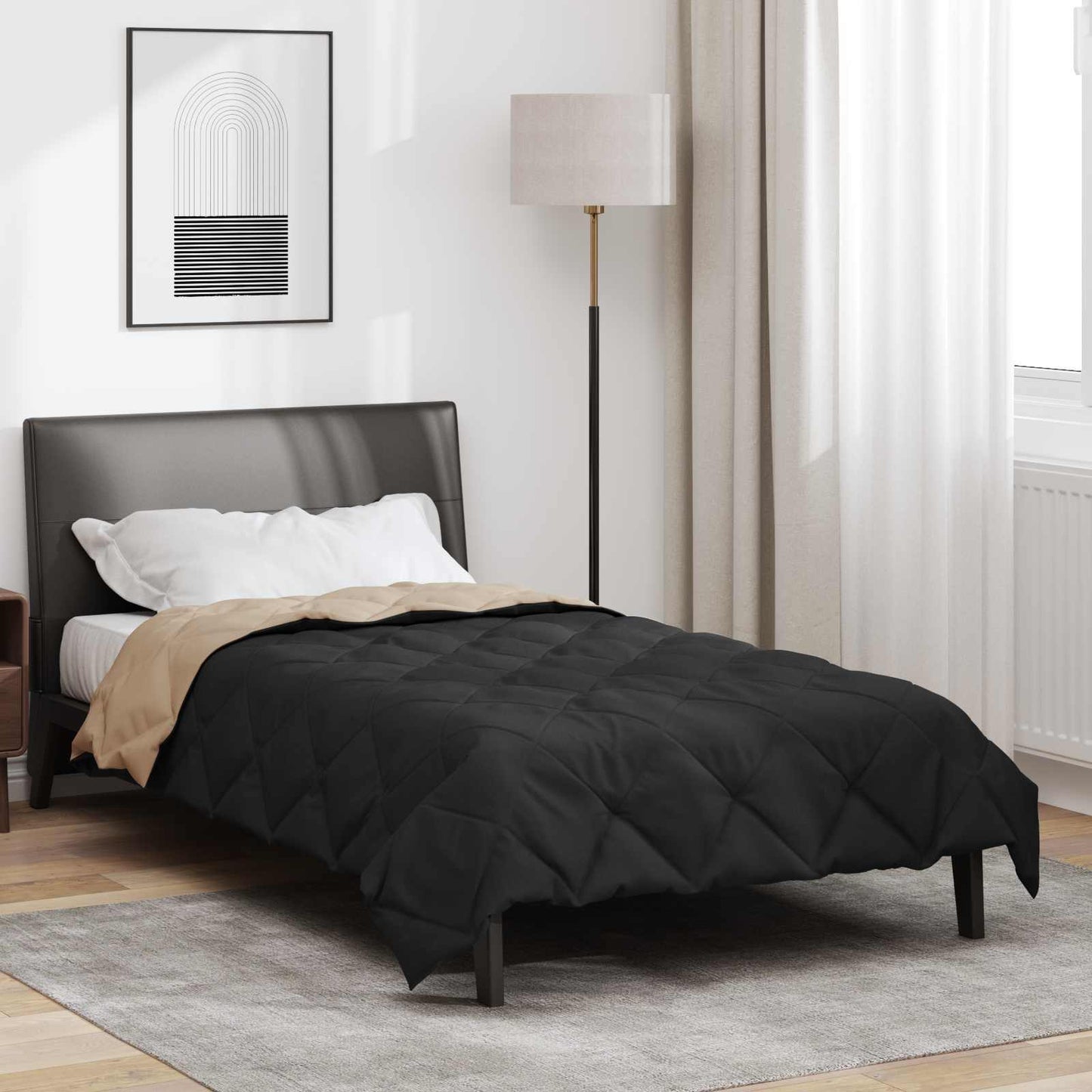 Ganzjahresbettdecke Schwarz und Taupe 200 x 140 cm Mikrofaser