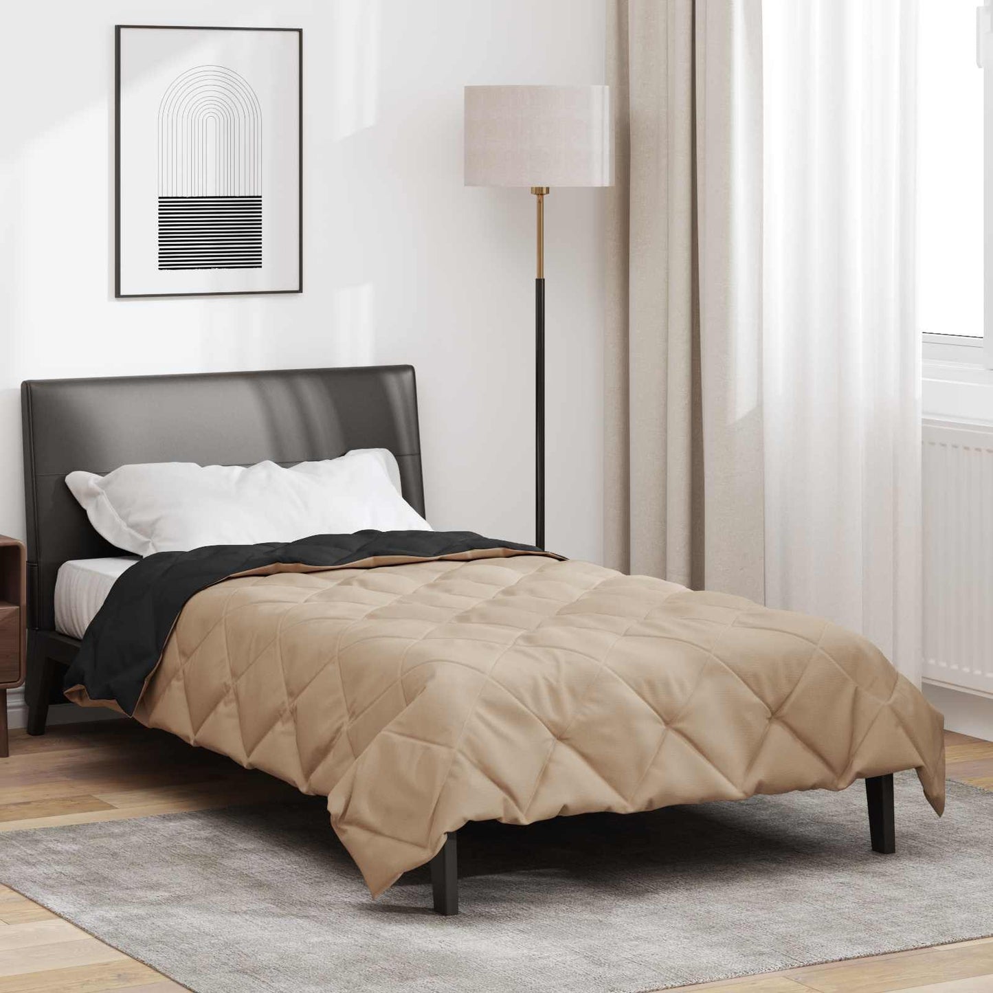 Ganzjahresbettdecke Schwarz und Taupe 200 x 140 cm Mikrofaser