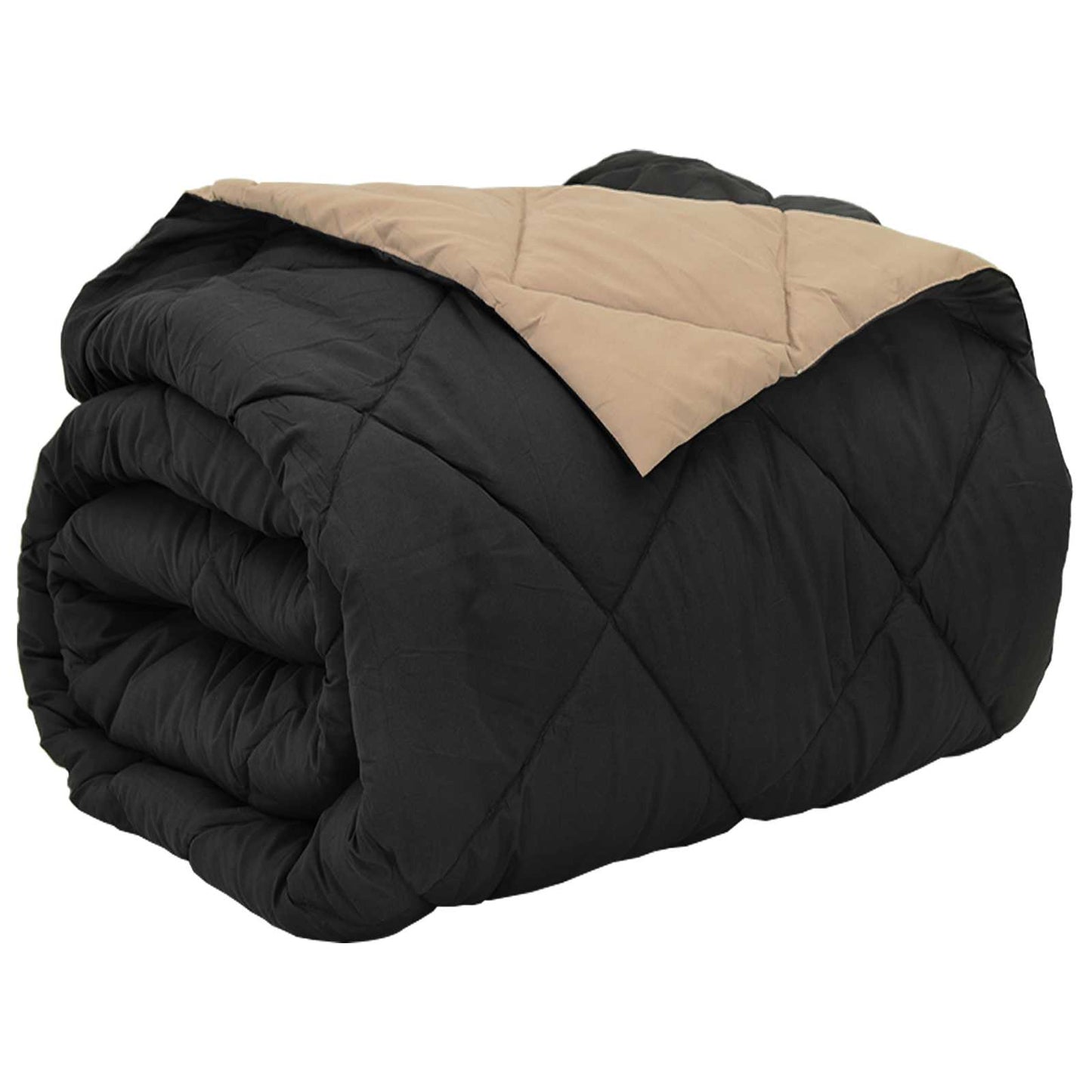 All-Season Duvet Black and Taupe 220 x 260 cm Microfiber