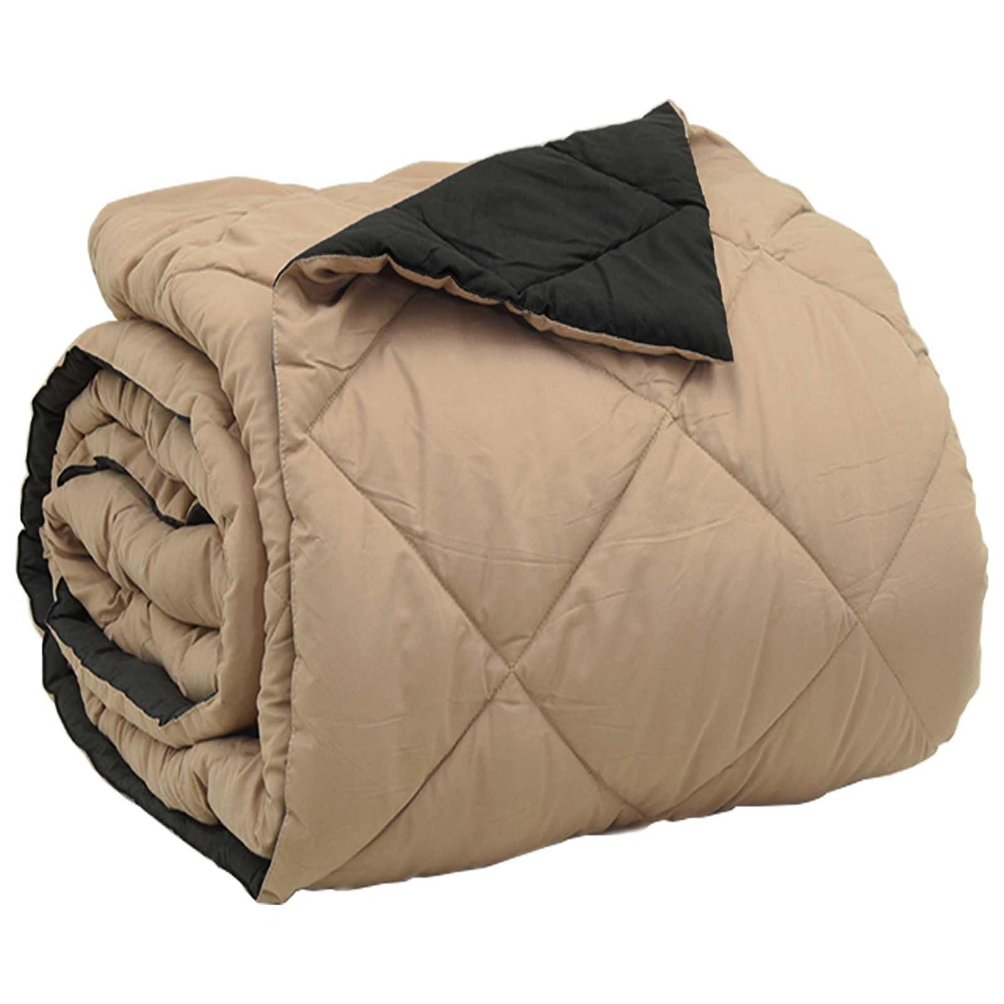 All-Season Duvet Black and Taupe 220 x 260 cm Microfiber