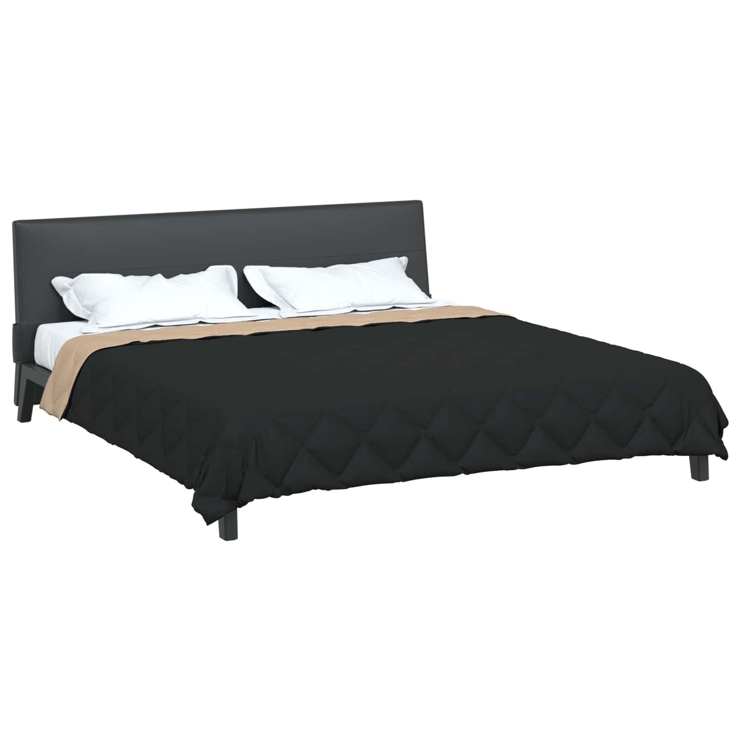 All-Season Duvet Black and Taupe 220 x 260 cm Microfiber