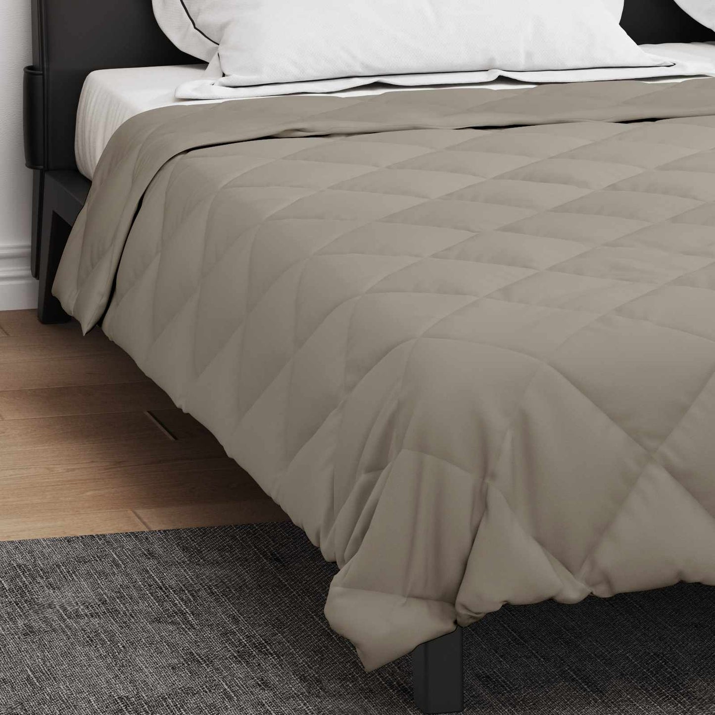 Couette toutes saisons gris clair 220 x 240 cm microfibre