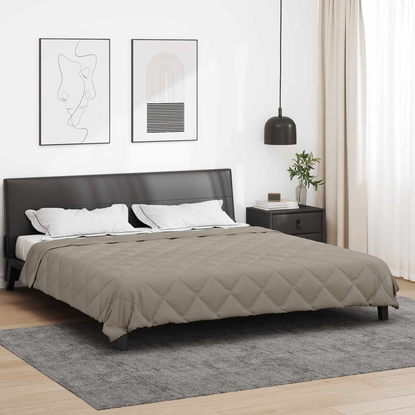 Couette toutes saisons gris clair 240 x 260 cm microfibre