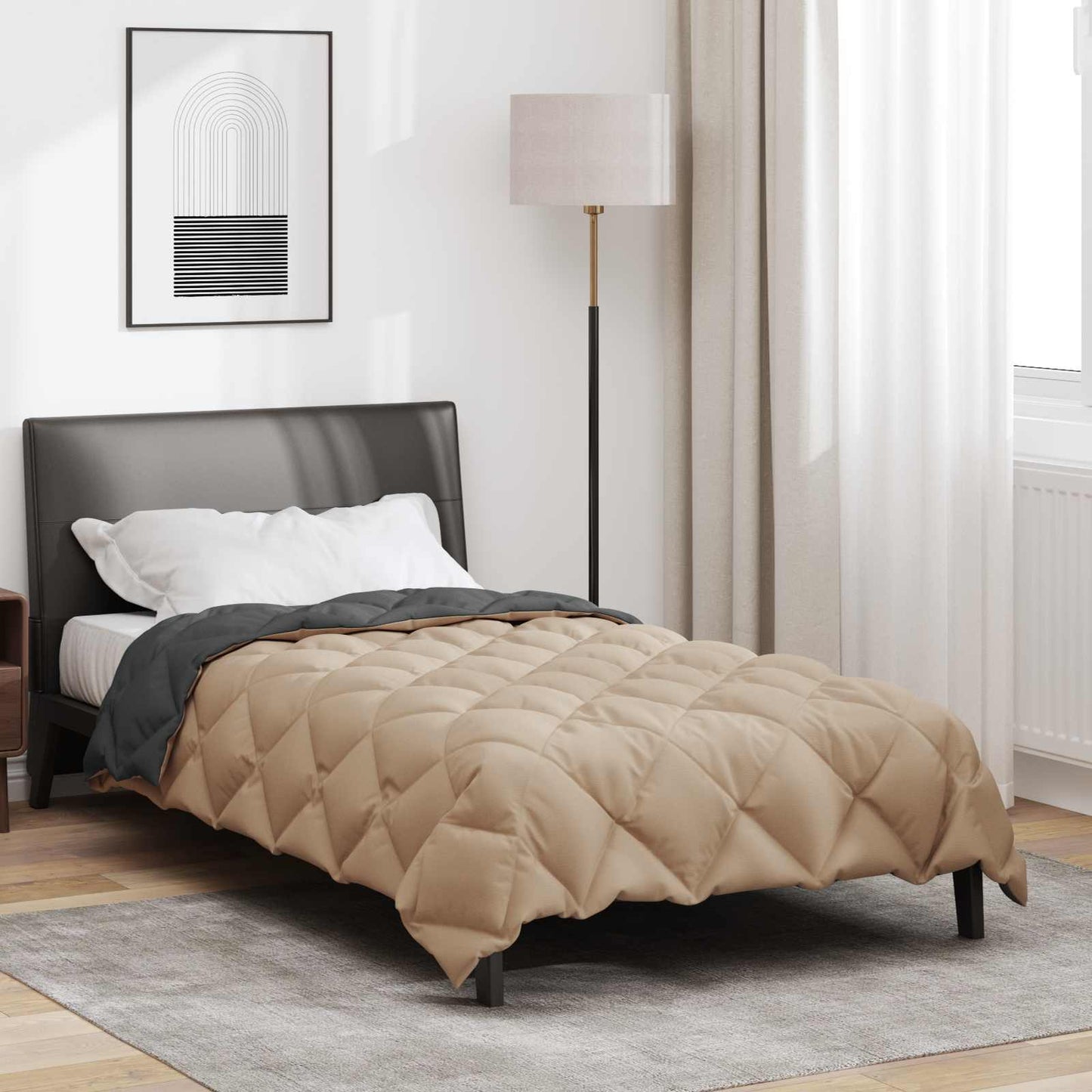 Winter Duvet Anthracite and Taupe 200 x 135 cm Microfiber