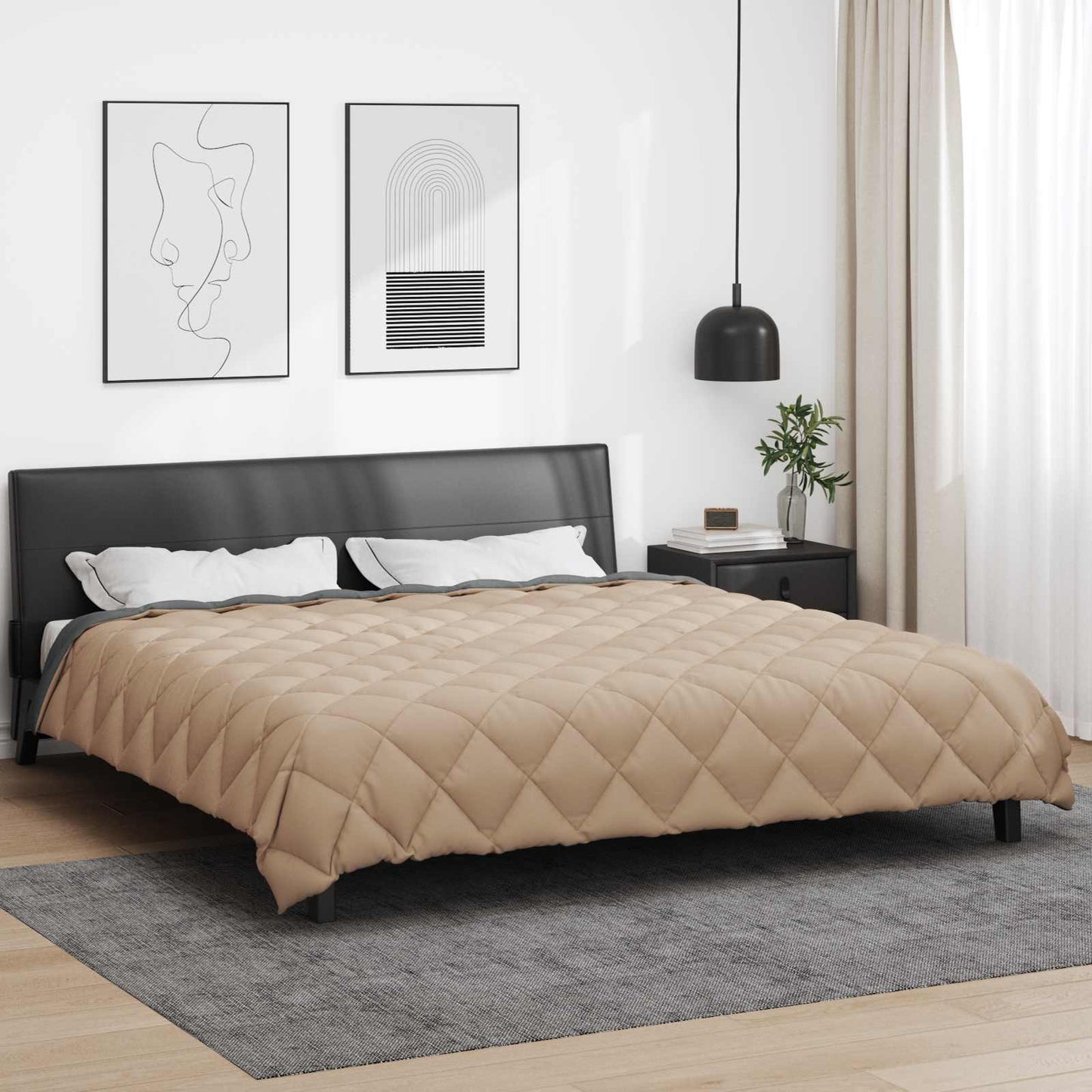 Winter Duvet Anthracite and Taupe 240 x 200 cm Microfiber