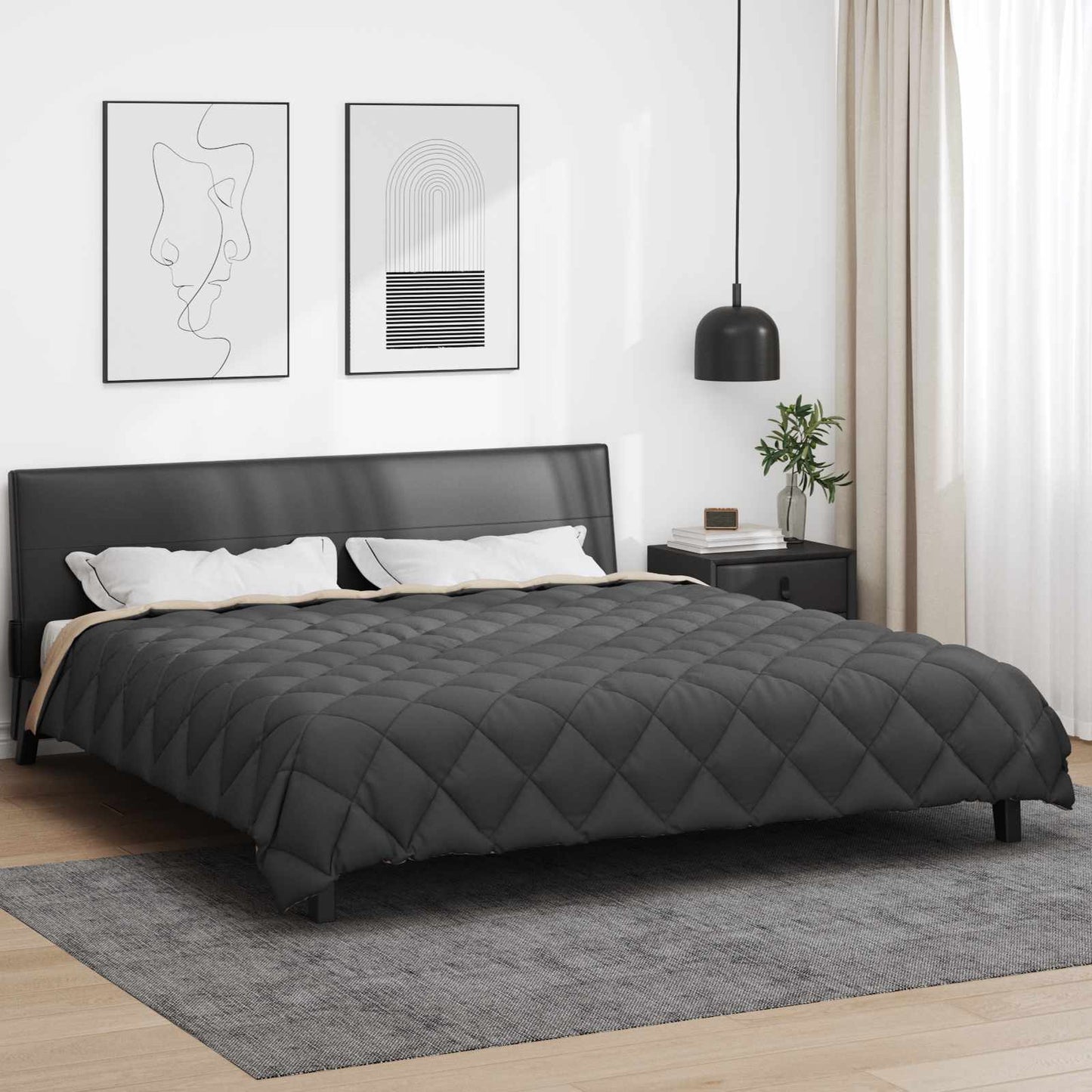 Winterbettdecke Anthrazit und Taupe 220 x 200 cm Mikrofaser