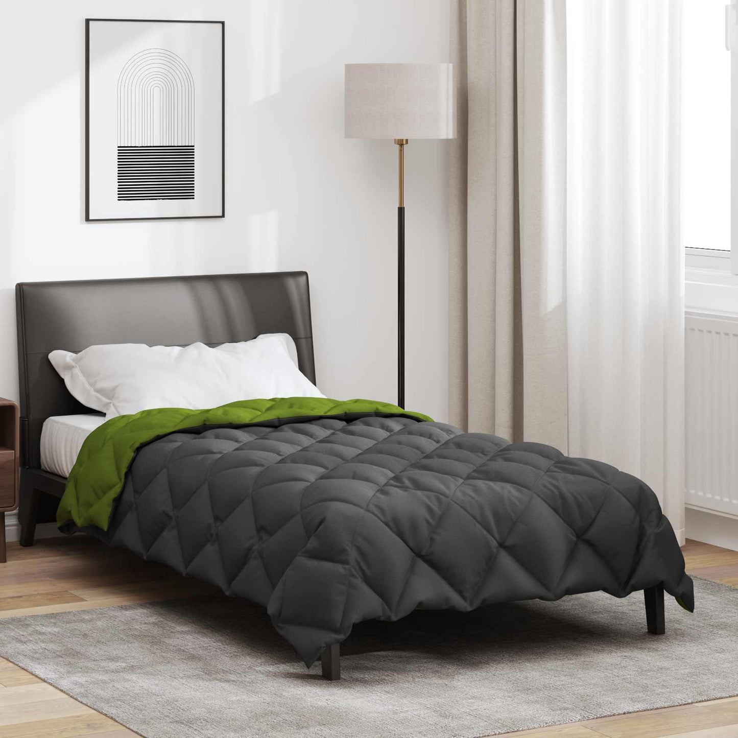 Winterbettdecke Grün und Anthrazit 220 x 155 cm Mikrofaser