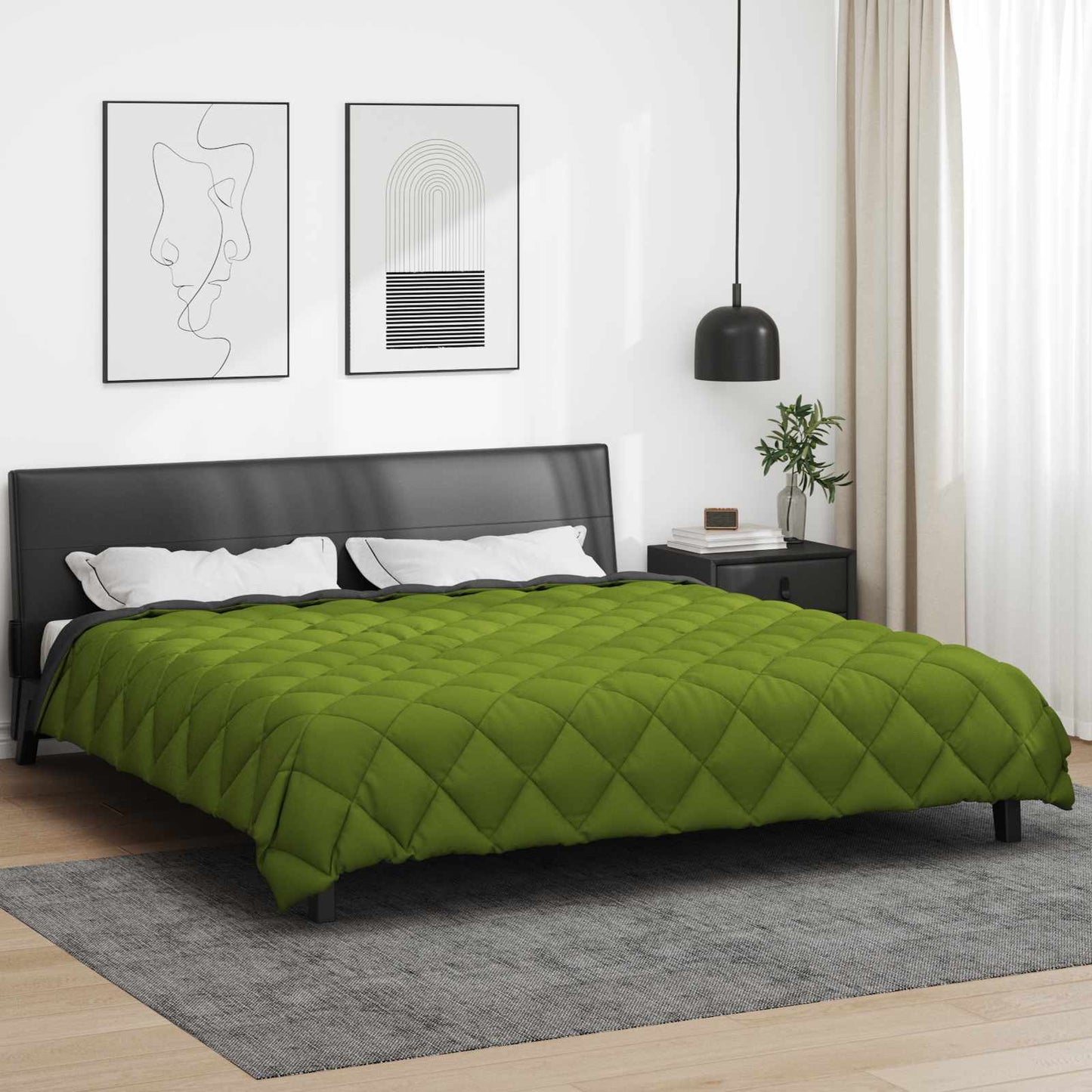 Winter Duvet Green and Anthracite 220 x 200 cm Microfiber