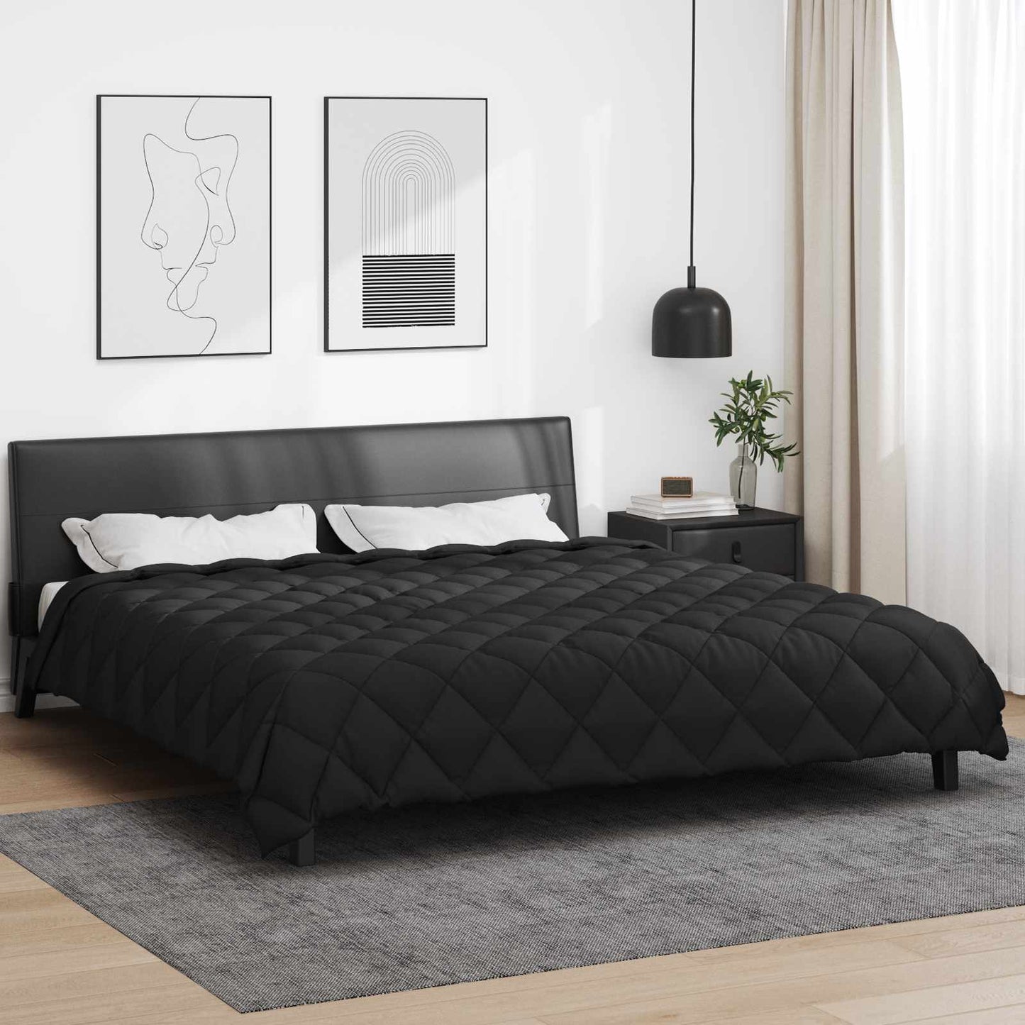 Winterbettdecke Schwarz 220 x 200 cm Mikrofaser