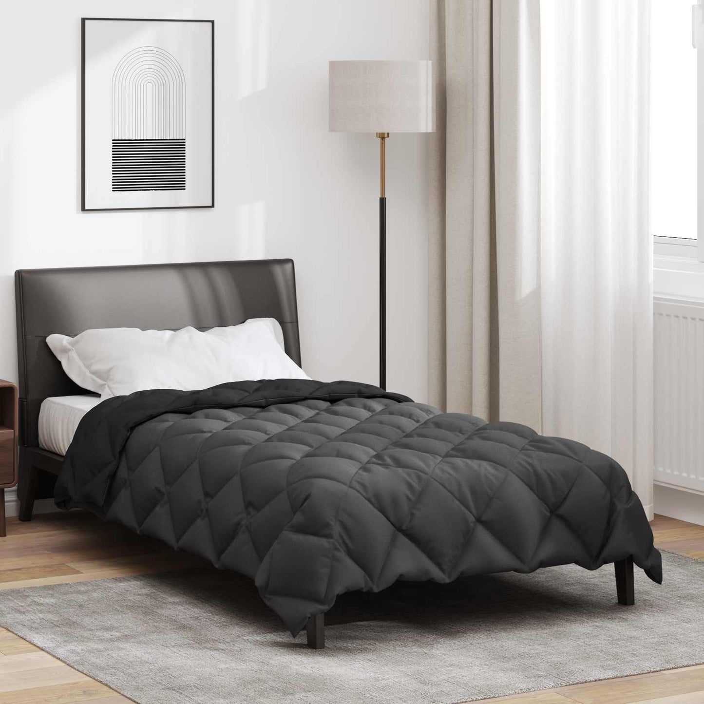 Winterbettdecke Schwarz und Anthrazit 200 x 135 cm Mikrofaser