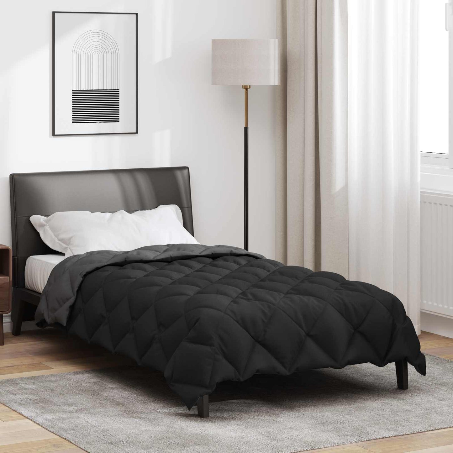Winter Duvet Black and Anthracite 220 x 135 cm Microfiber