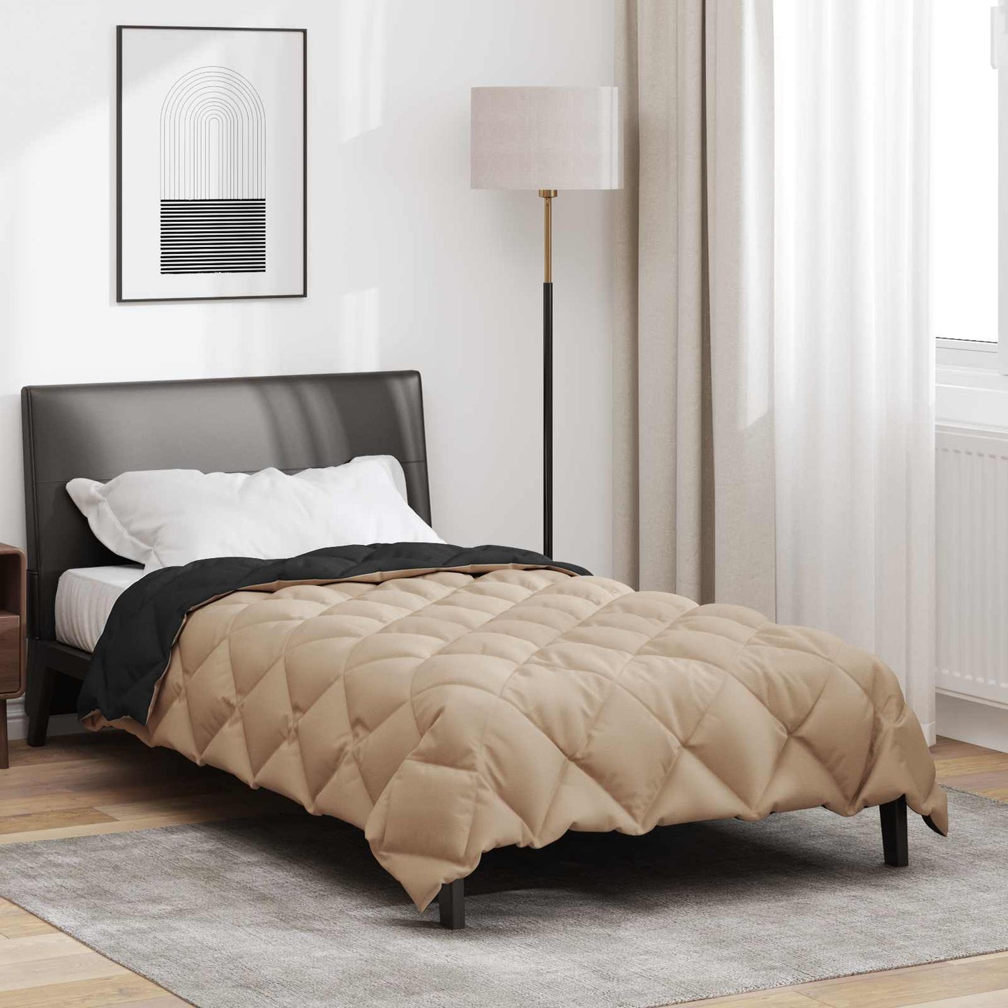 Winterbettdecke Schwarz und Taupe 200 x 135 cm Mikrofaser