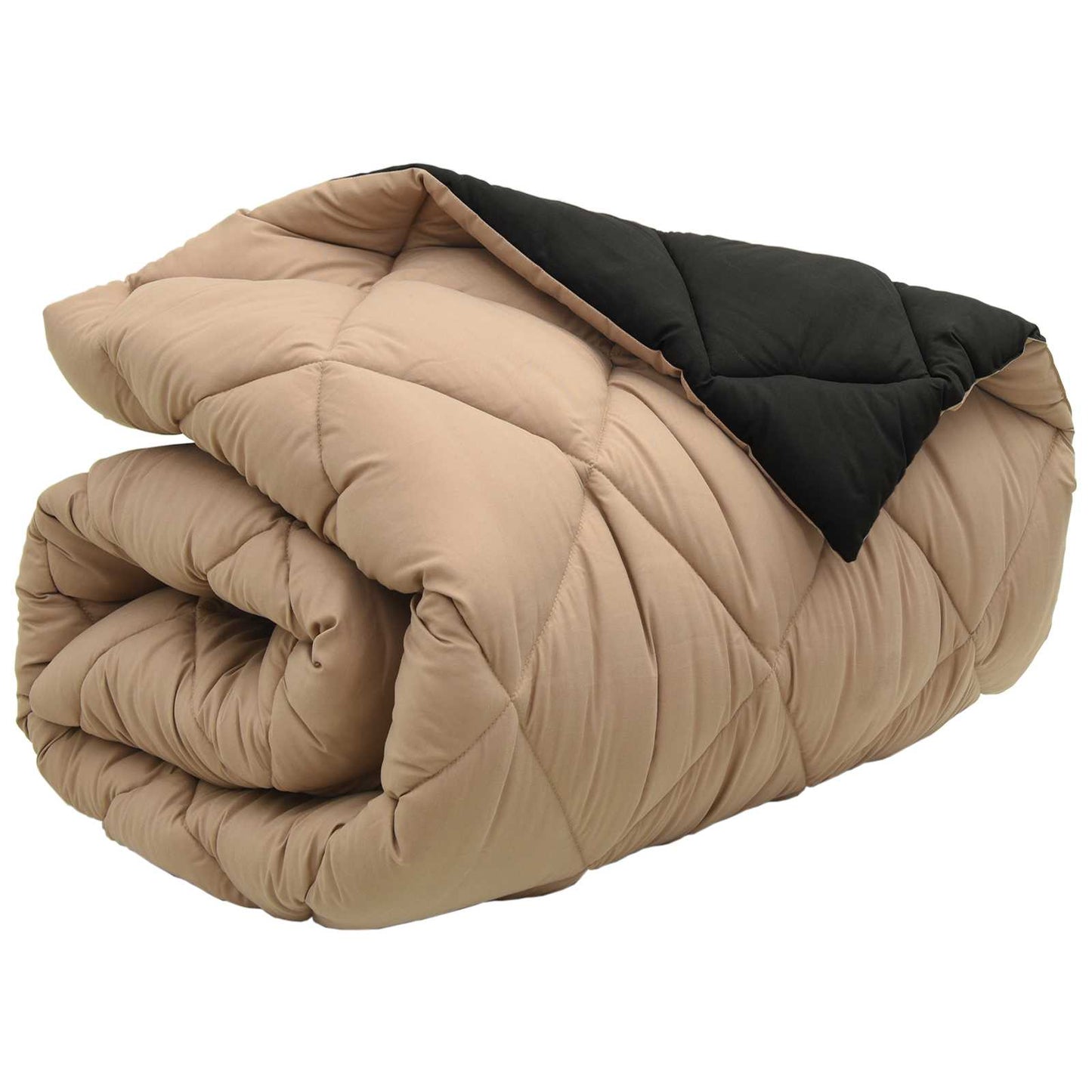 Black and Taupe Winter Duvet 200 x 140 cm Microfiber