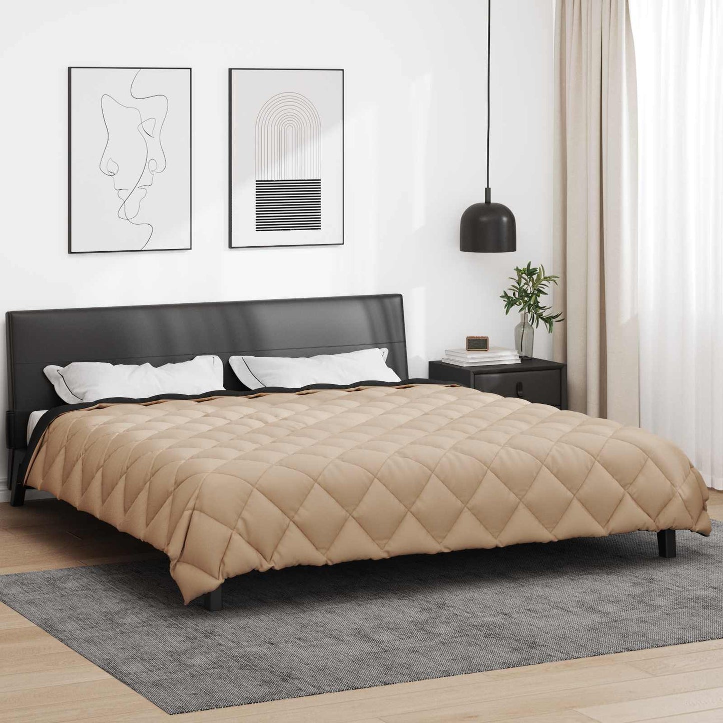 Winterbettdecke Schwarz und Taupe 200 x 200 cm Mikrofaser