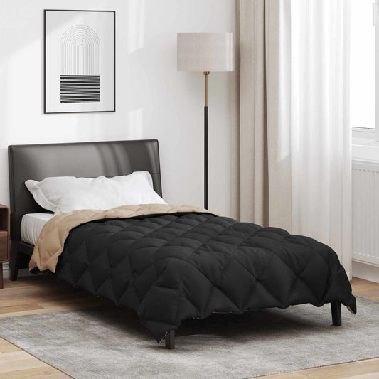 Couette d'hiver noire et taupe 220 x 155 cm microfibre