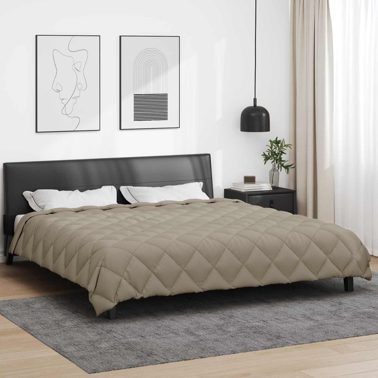 Couette d'hiver gris clair 220 x 200 cm microfibre