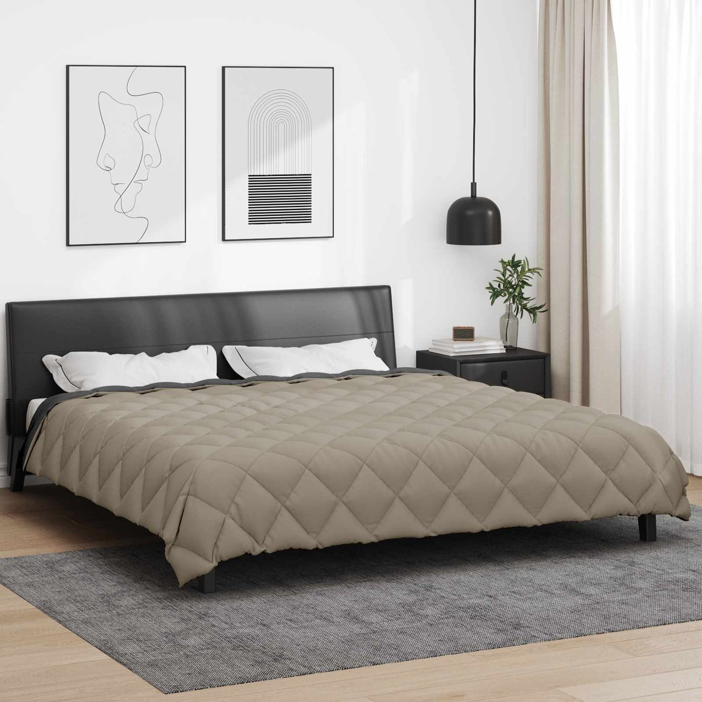 Couette d'hiver gris clair et anthracite 240 x 200 cm microfibre