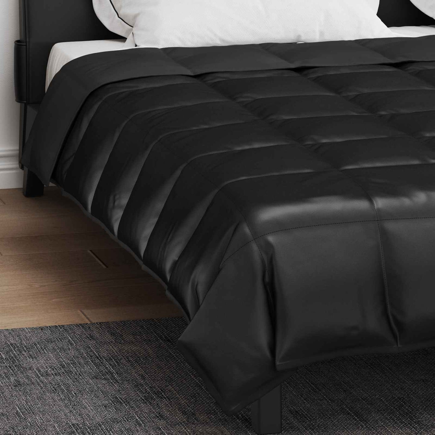 Summer Blanket Black 200 x 200 cm Satin and Microfiber