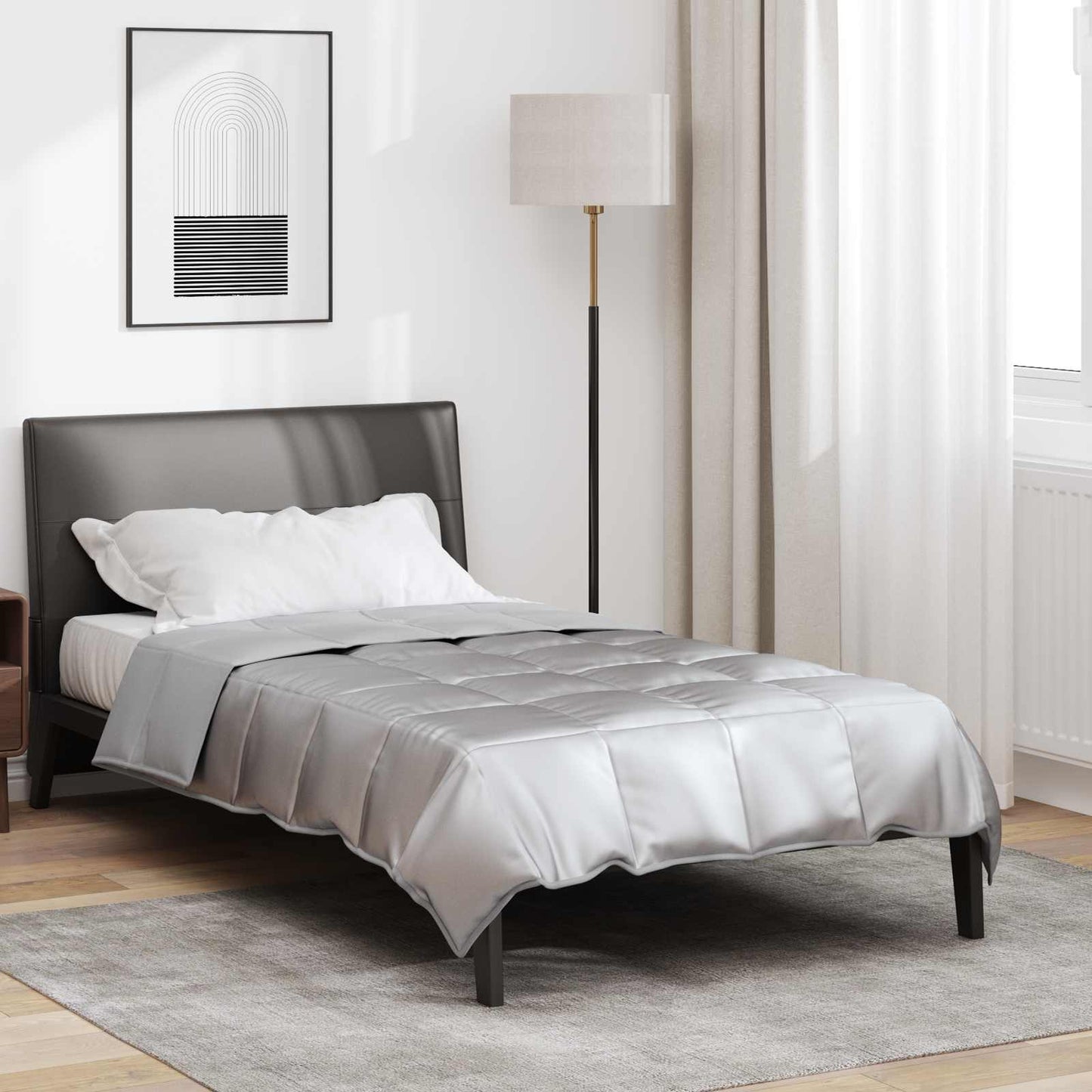 Sommerdecke Silber 220 x 155 cm Satin und Mikrofaser