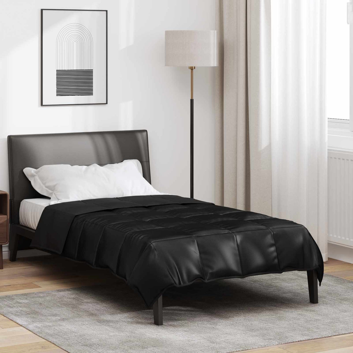 Ganzjahresbettdecke Schwarz 200 x 135 cm Satin und Mikrofaser