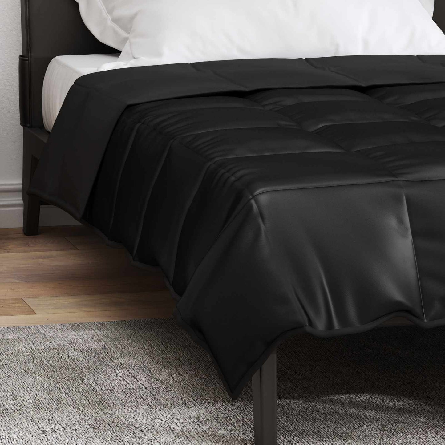 All-Season Duvet Black 200 x 155 cm Satin and Microfiber