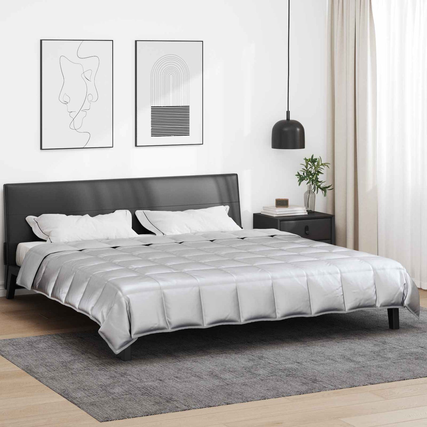 Ganzjahresbettdecke Silber 220 x 200 cm Satin und Mikrofaser