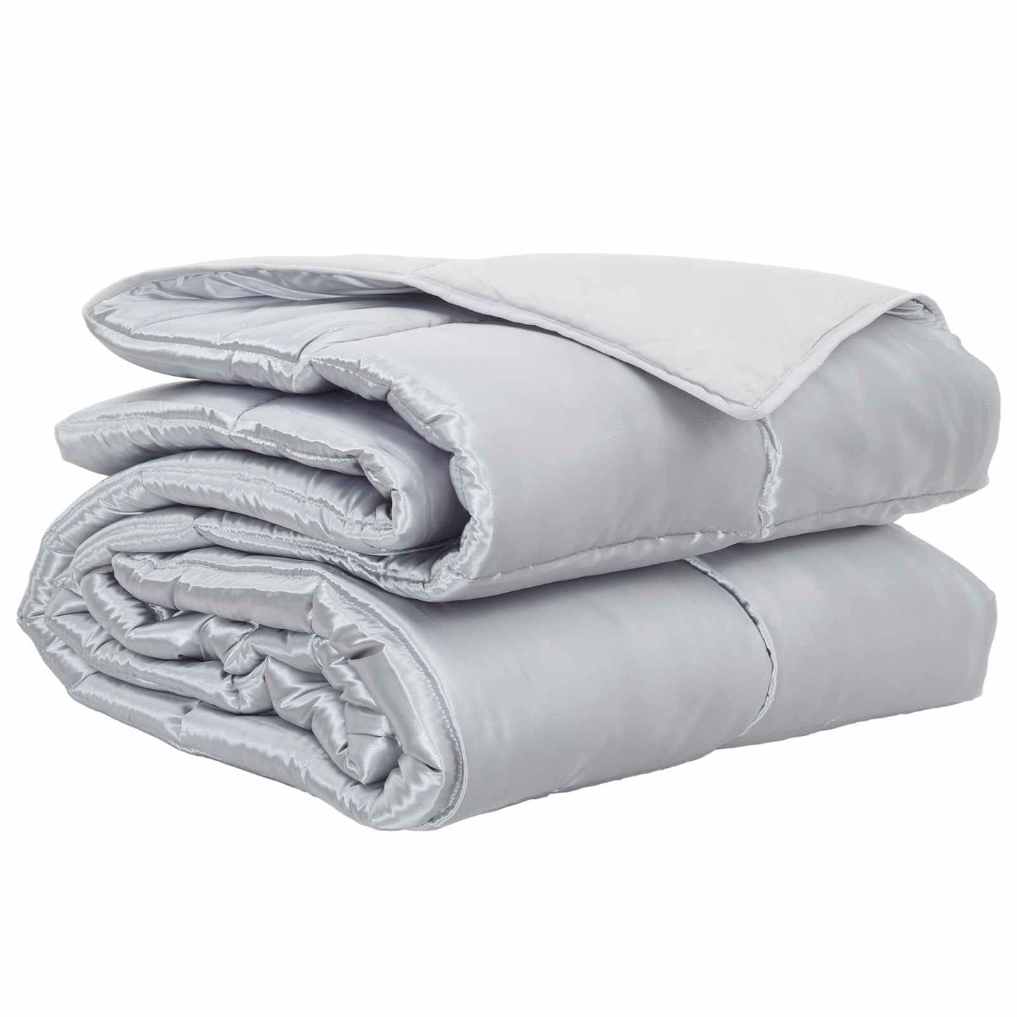 Ganzjahresbettdecke Silber 220 x 200 cm Satin und Mikrofaser