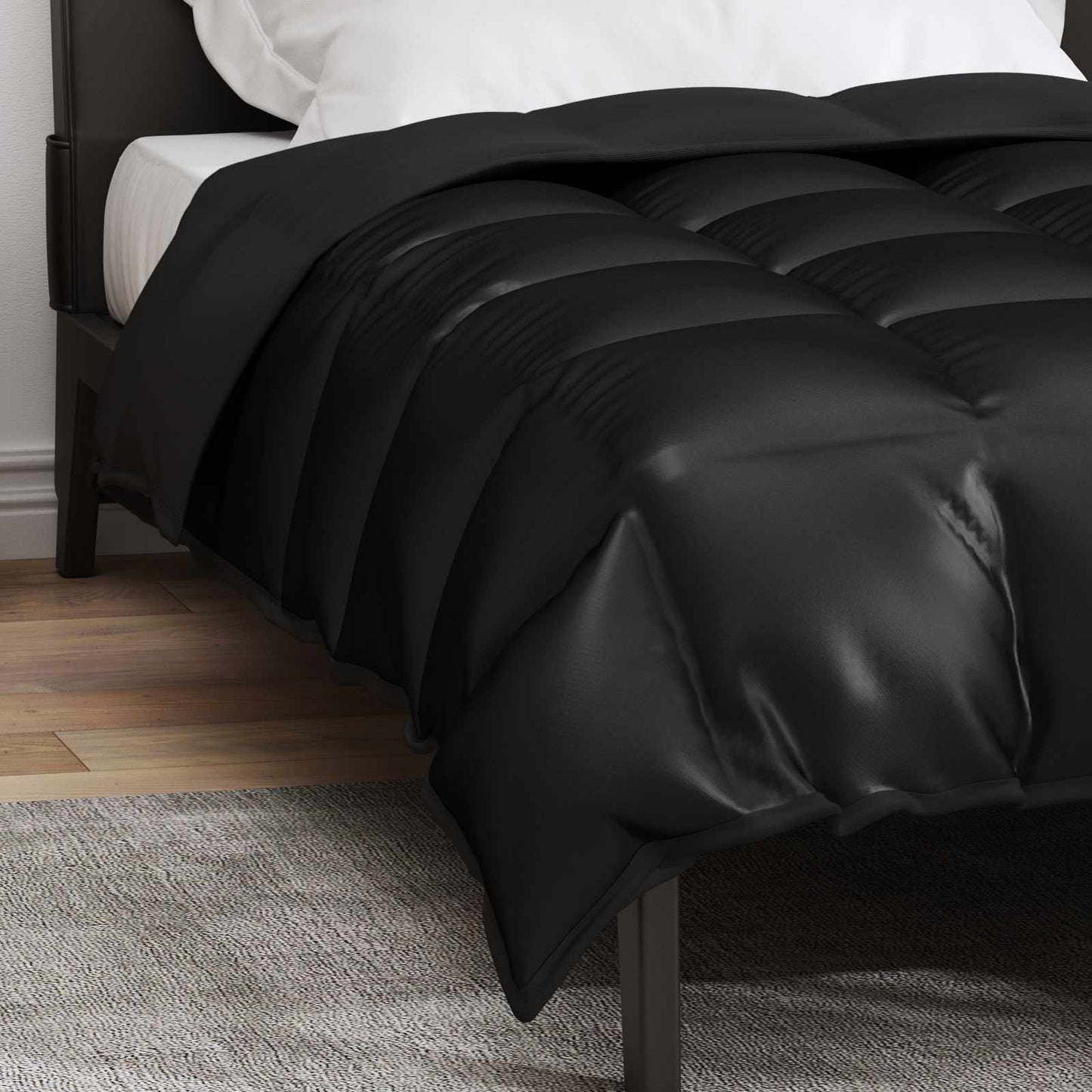 Black Winter Duvet 200 x 155 cm Satin and Microfiber