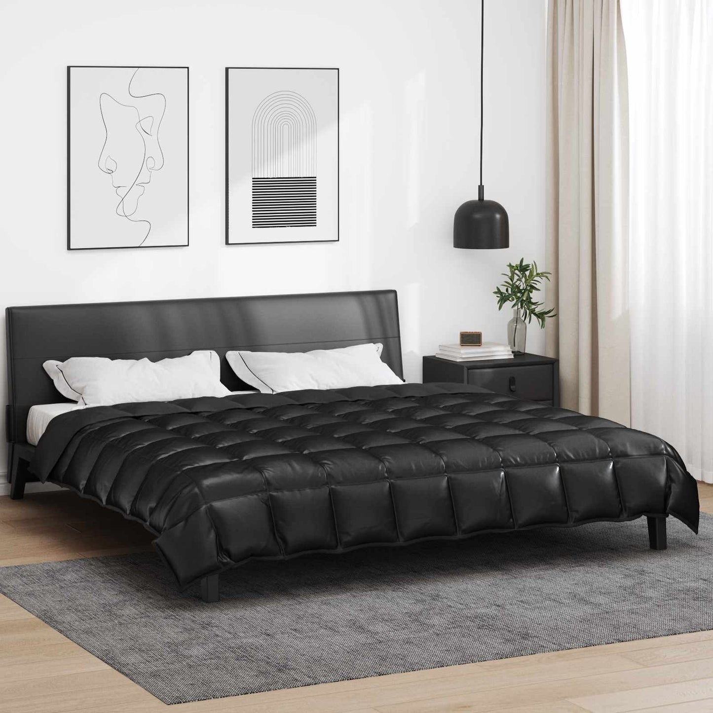 Winterbettdecke Schwarz 200 x 200 cm Satin und Mikrofaser