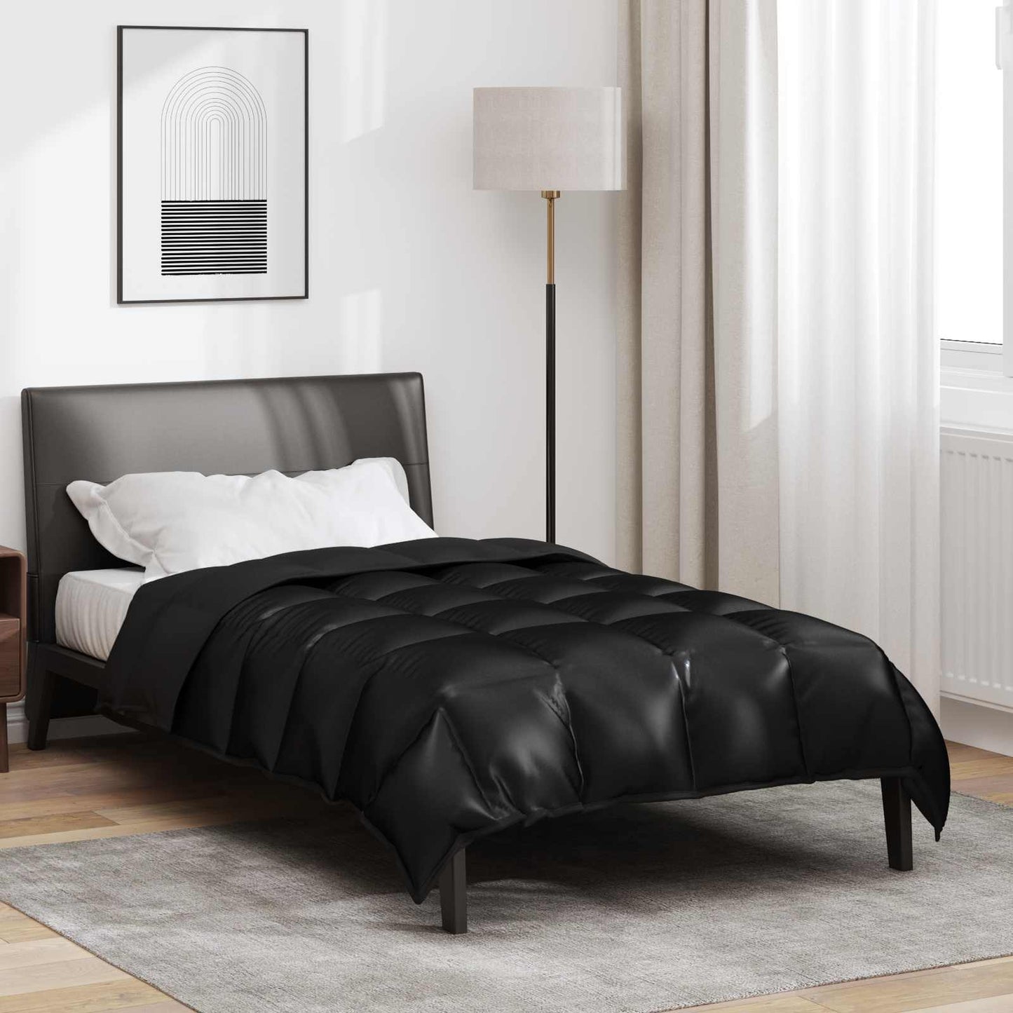 Couette d'hiver noire 220 x 135 cm satin et microfibre