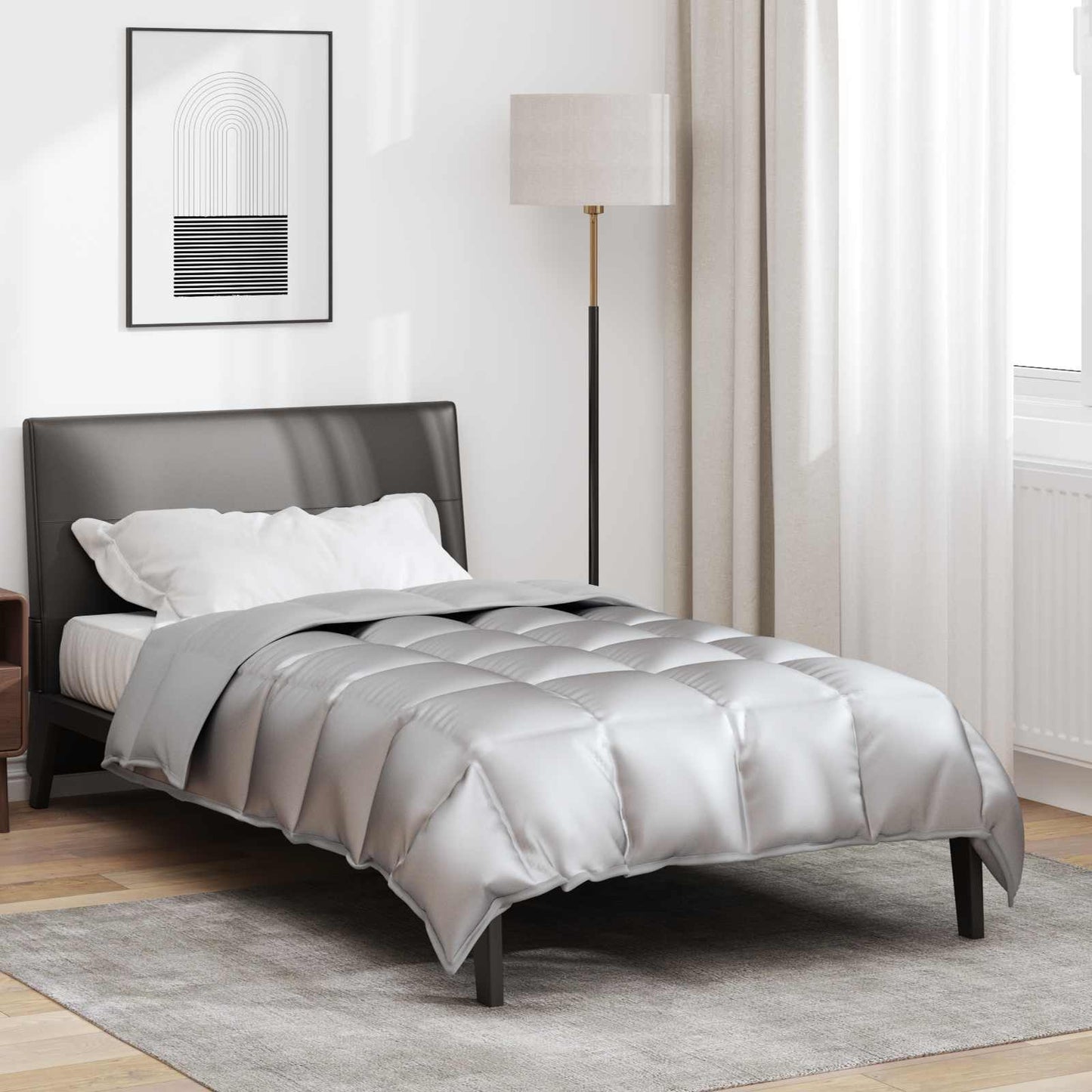 Winterbettdecke Silber 200 x 140 cm Satin und Mikrofaser