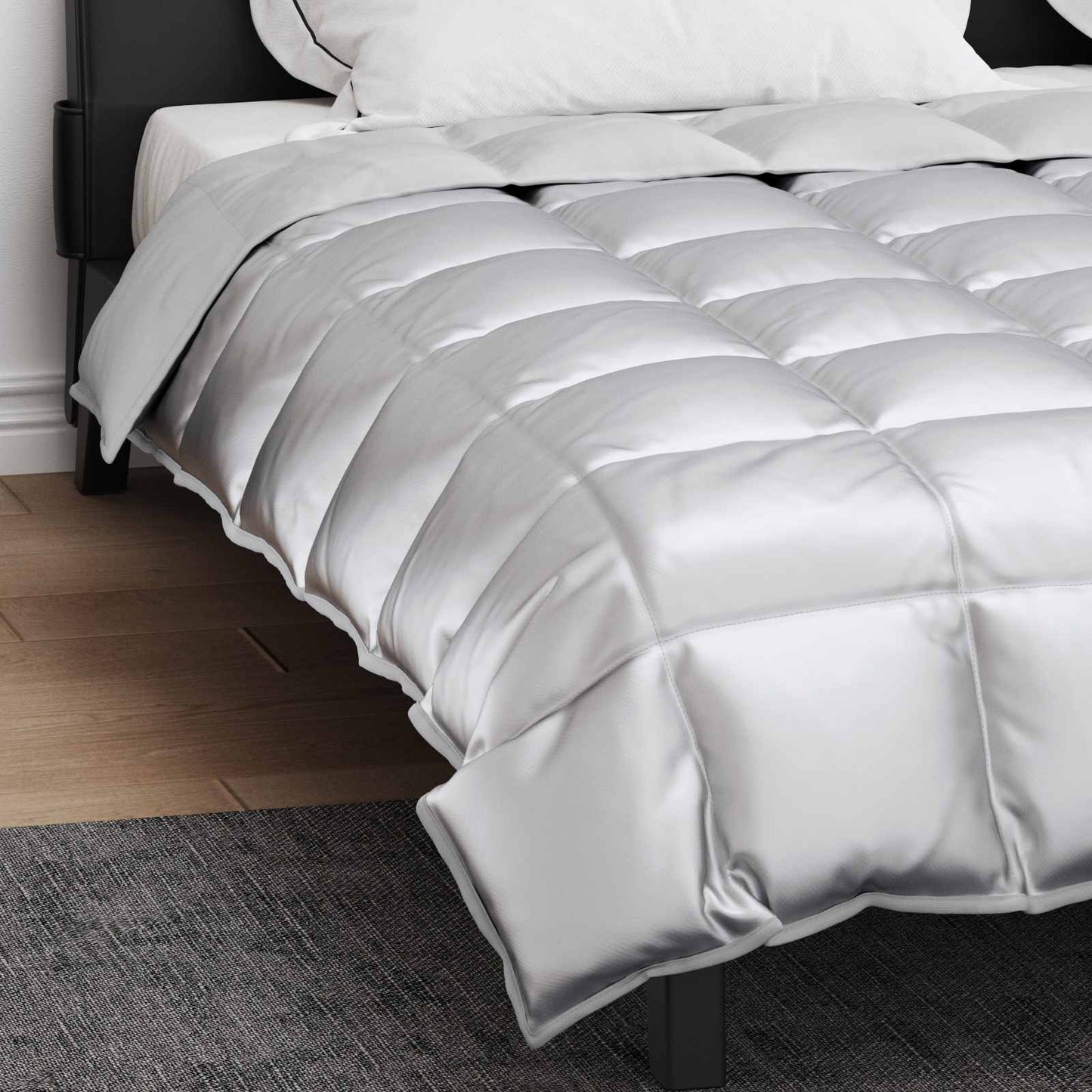 Couette d'hiver argentée 200 x 200 cm satin et microfibre