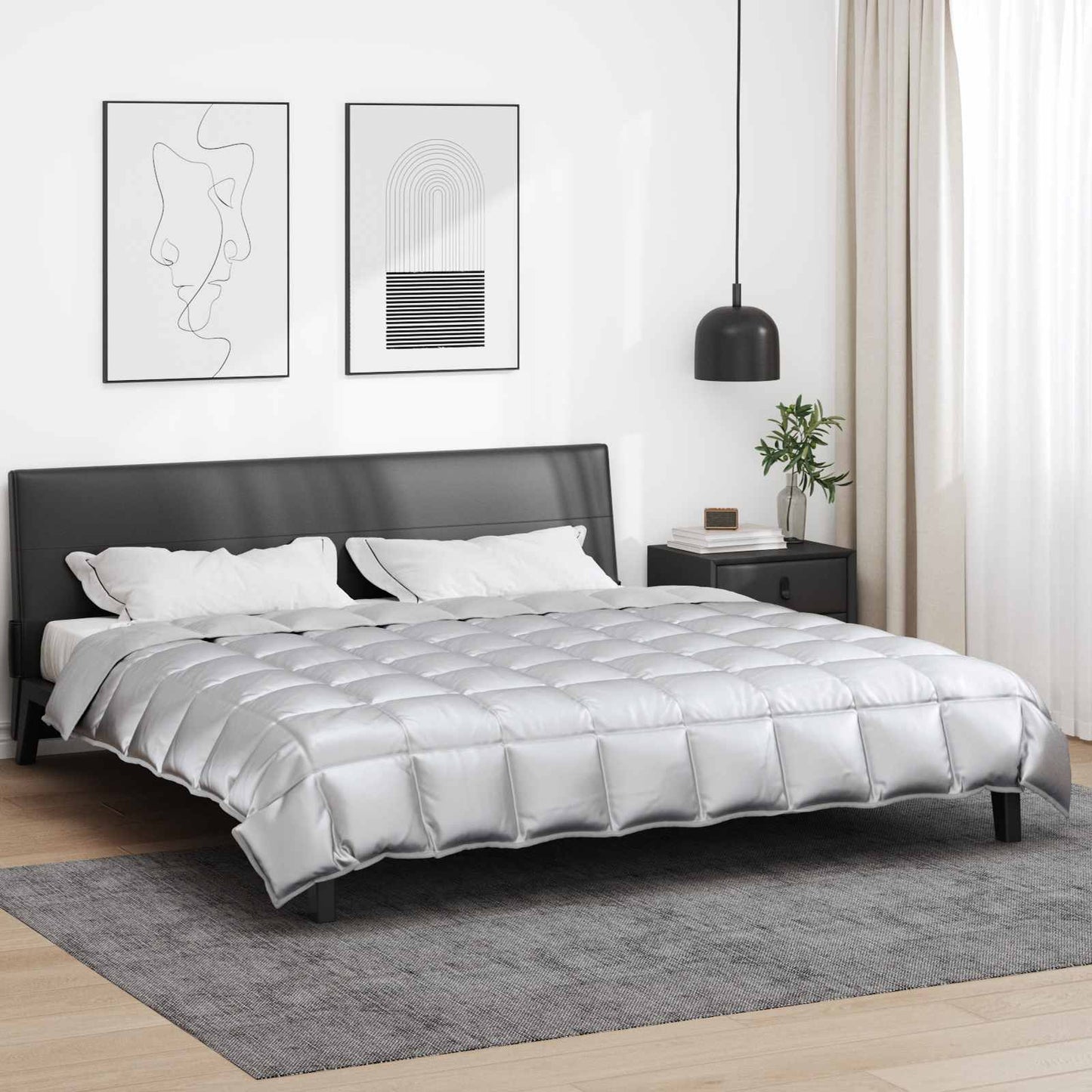 Couette d'hiver argentée 200 x 200 cm satin et microfibre