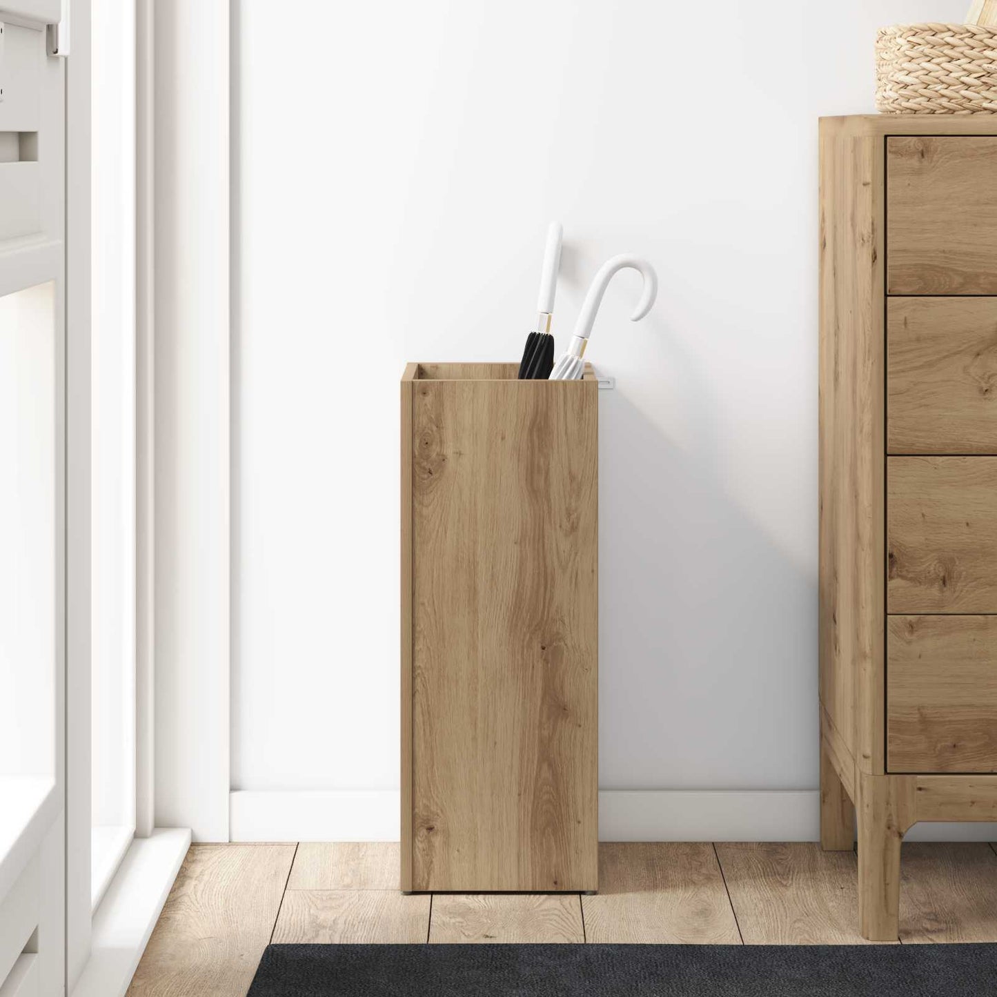 Parasol Stand with Storage Artisan Oak 25 x 24.5 x 64 cm