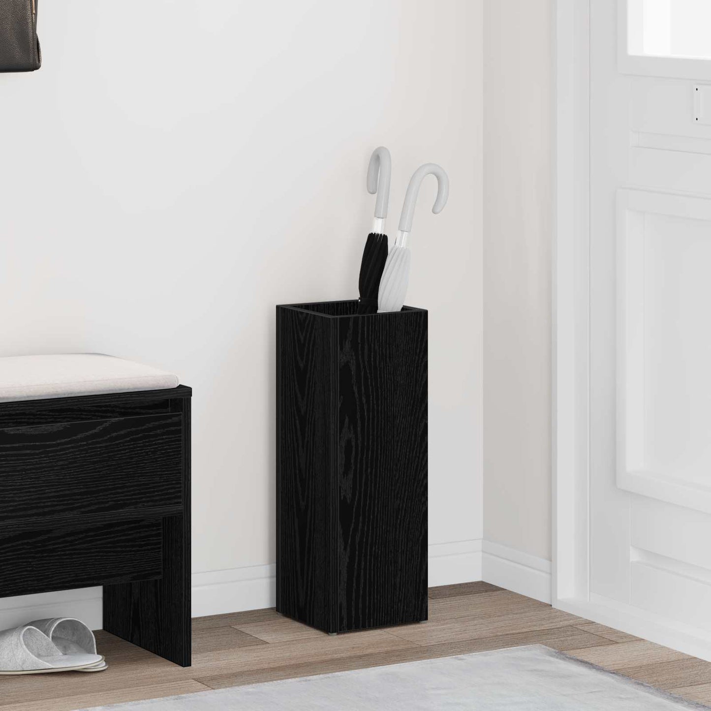 Black Parasol Holder Oak-look 20 x 20 x 55.5 cm