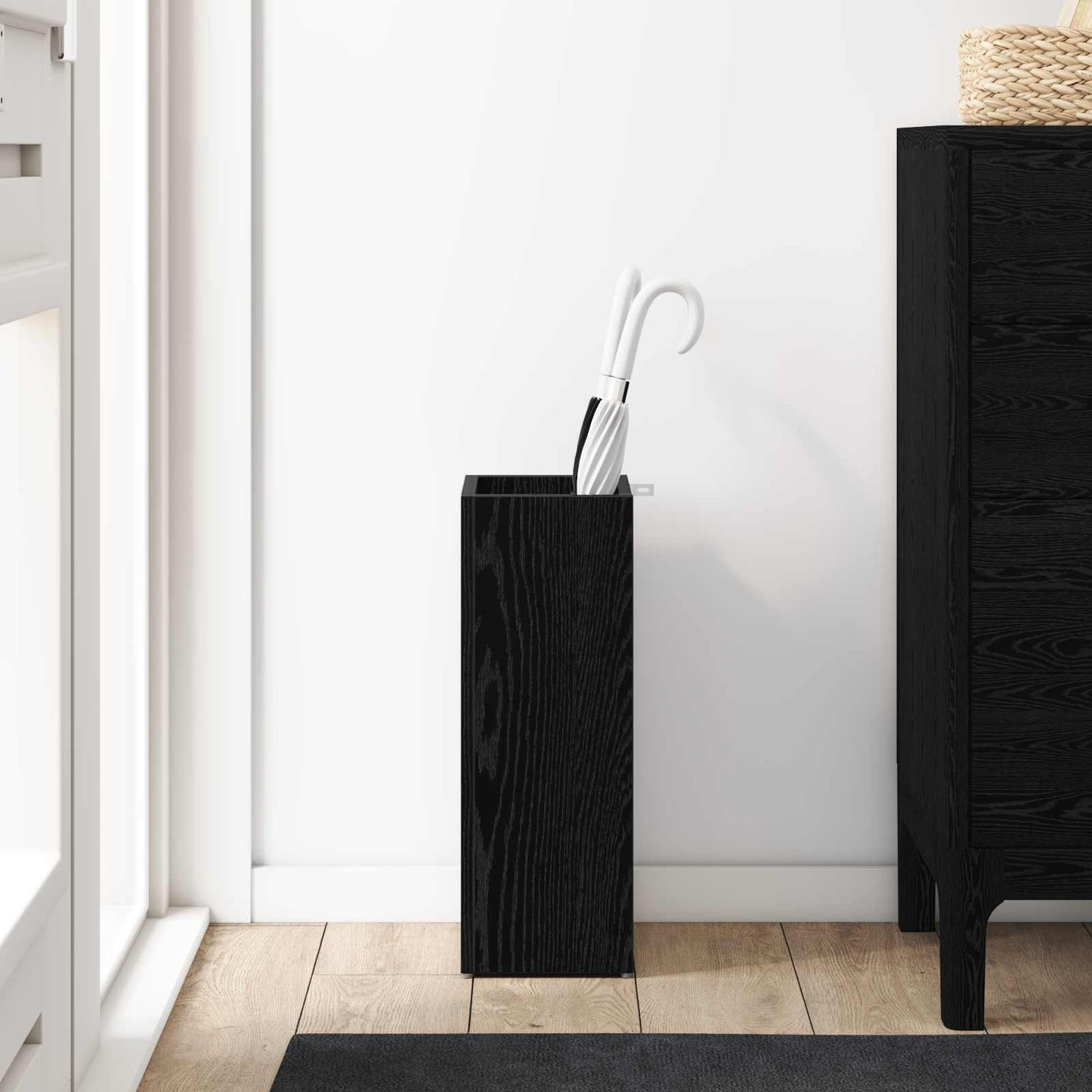 Black Parasol Holder Oak-look 20 x 20 x 55.5 cm