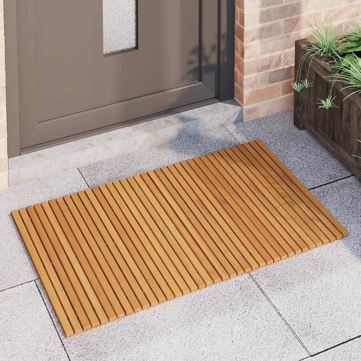 Bath Mat Brown 100 x 60 cm Solid Acacia Wood