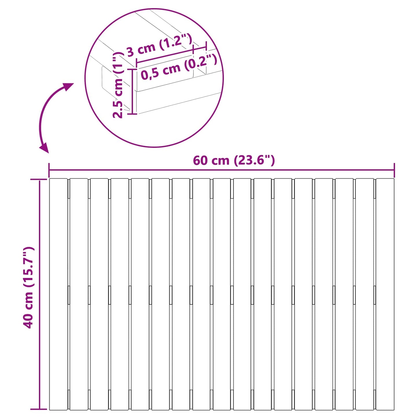 Tapis de bain uni marron 60 x 40 cm bois