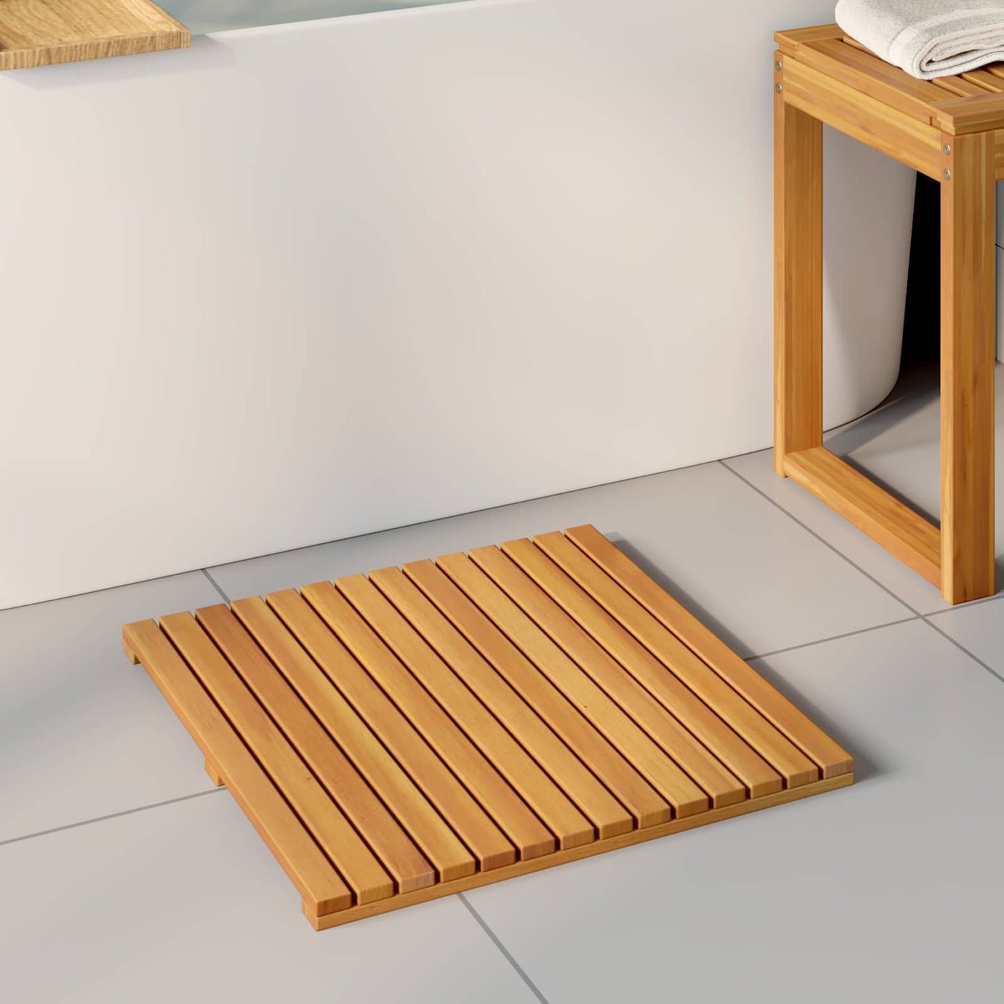 Badematte Uni Braun 50 x 50 cm Holz