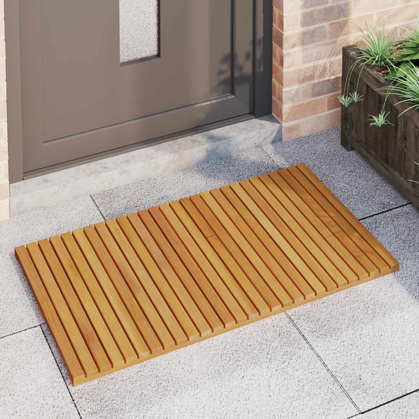 Badematte Uni Braun 100 x 55 cm Holz