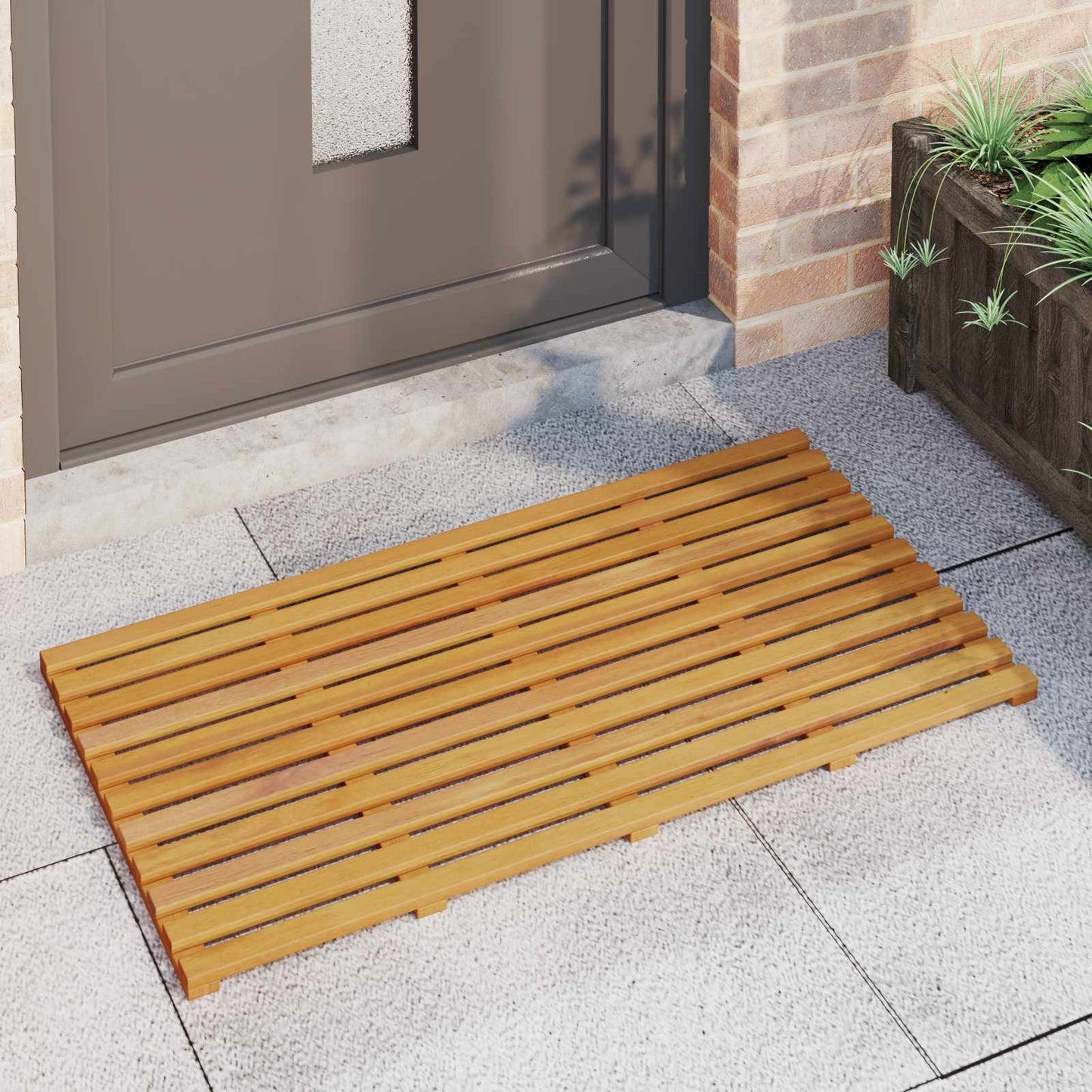 Bath Mat Solid Brown 100 x 53 cm Wood