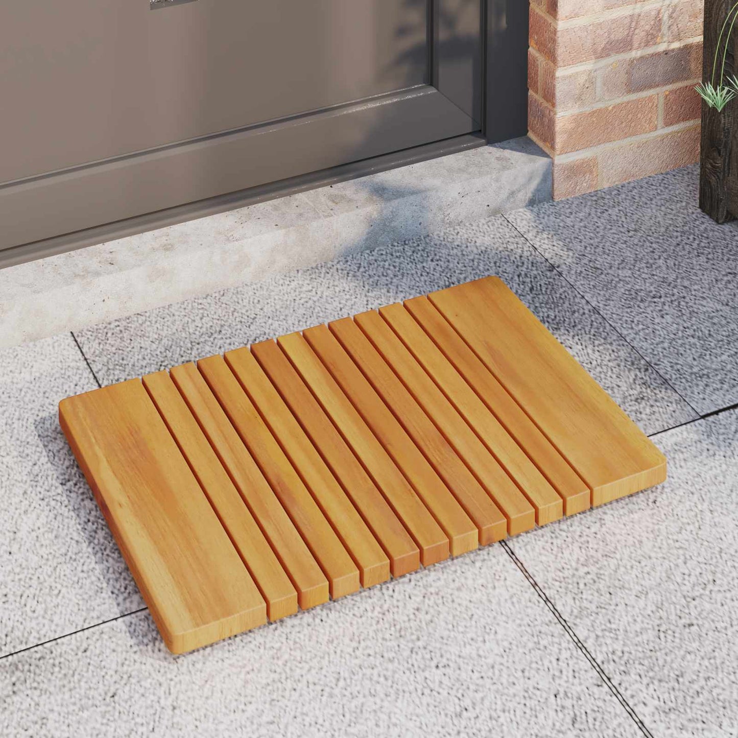 Bath Mat Solid Brown 59 x 40 cm Wood